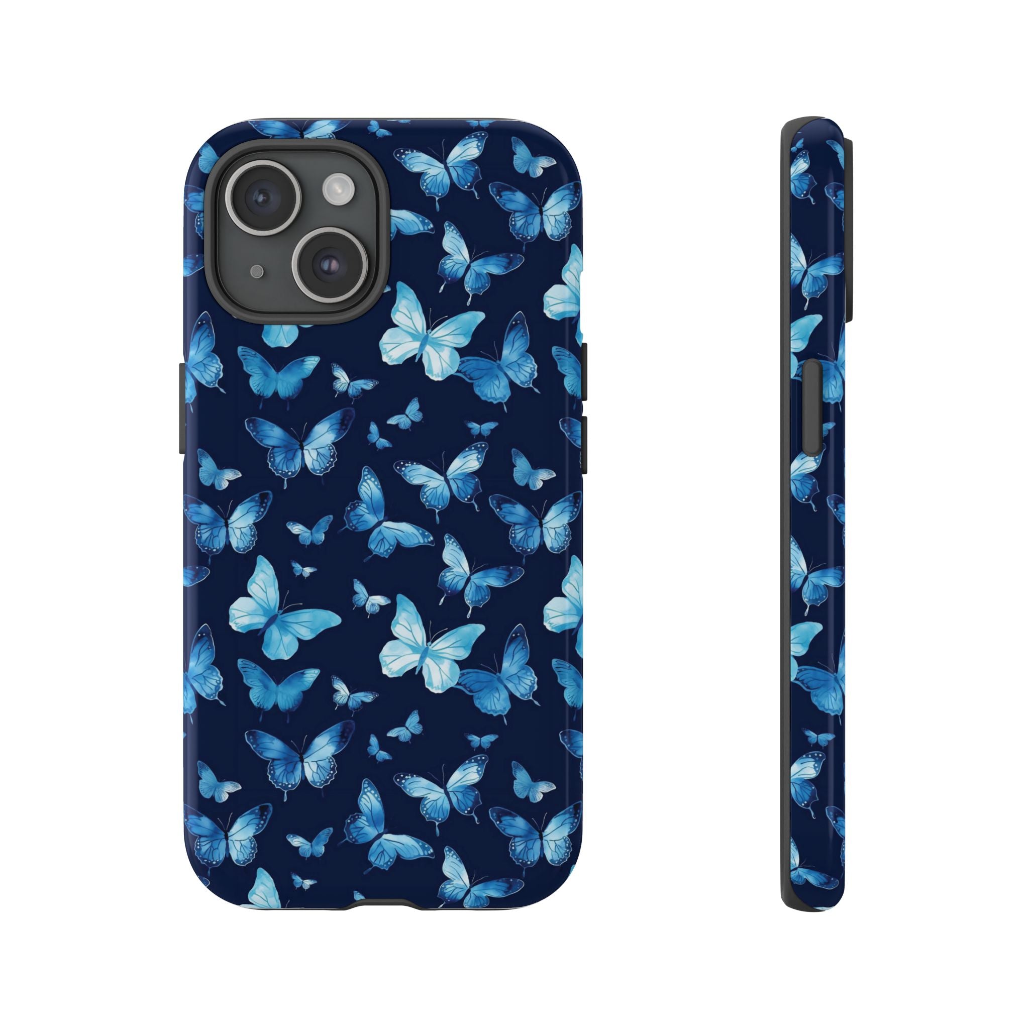Blue Butterfly Phone Case – Aesthetic Protective Cover for iPhone & Samsung | Soft Glossy Slim Case | Nature Lover Gift