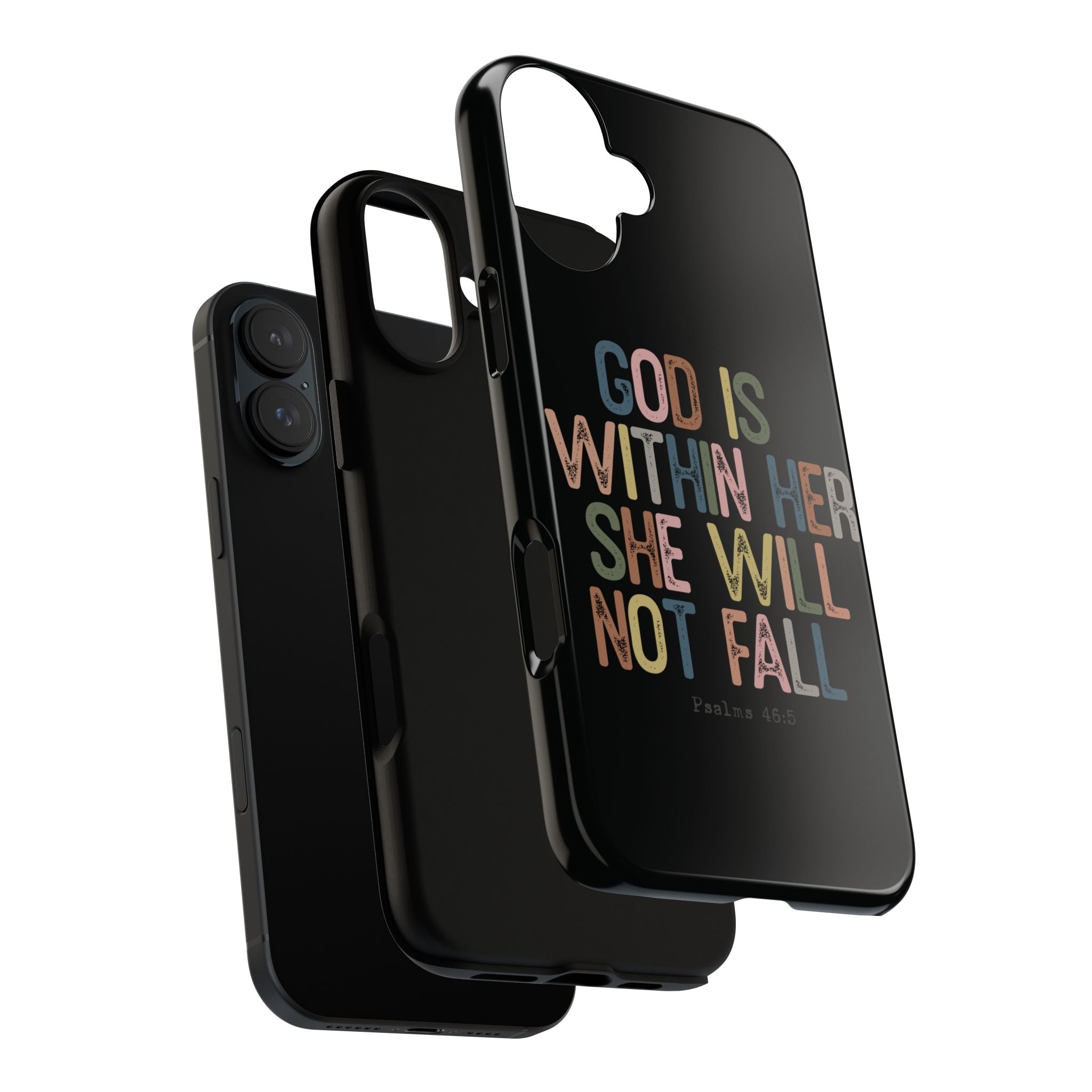 God Is With Her She Will Not Fail Tough Phone Case – Christian Protective Phone Cover | Inspirational Bible Verse Case | Faith-Based Gift