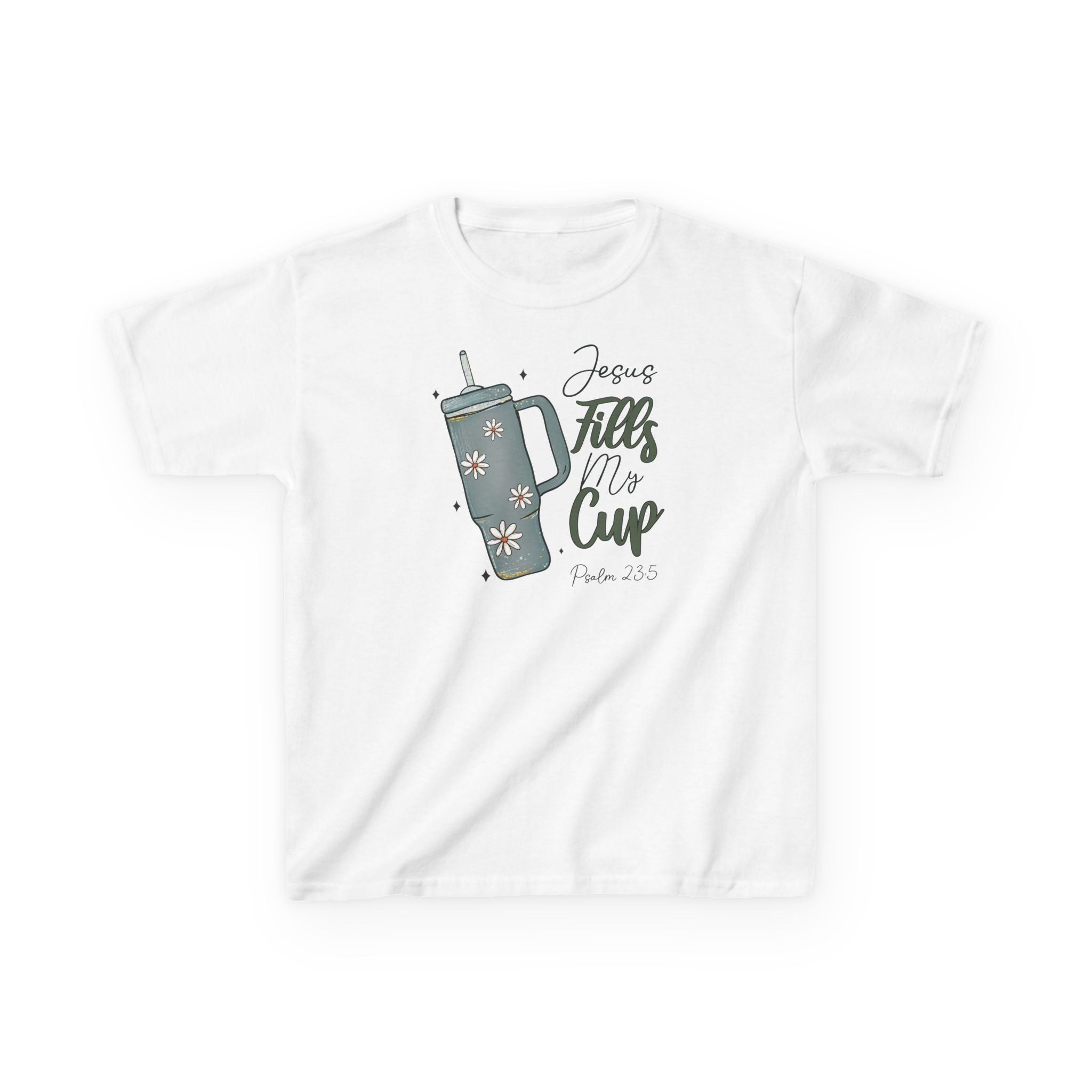 Fill My Cup with Jesus Youth T-Shirt – Christian Kids Tee | Faith Shirt for Boys & Girls | Gildan 5000B | Church Outfit or Sunday School Gift