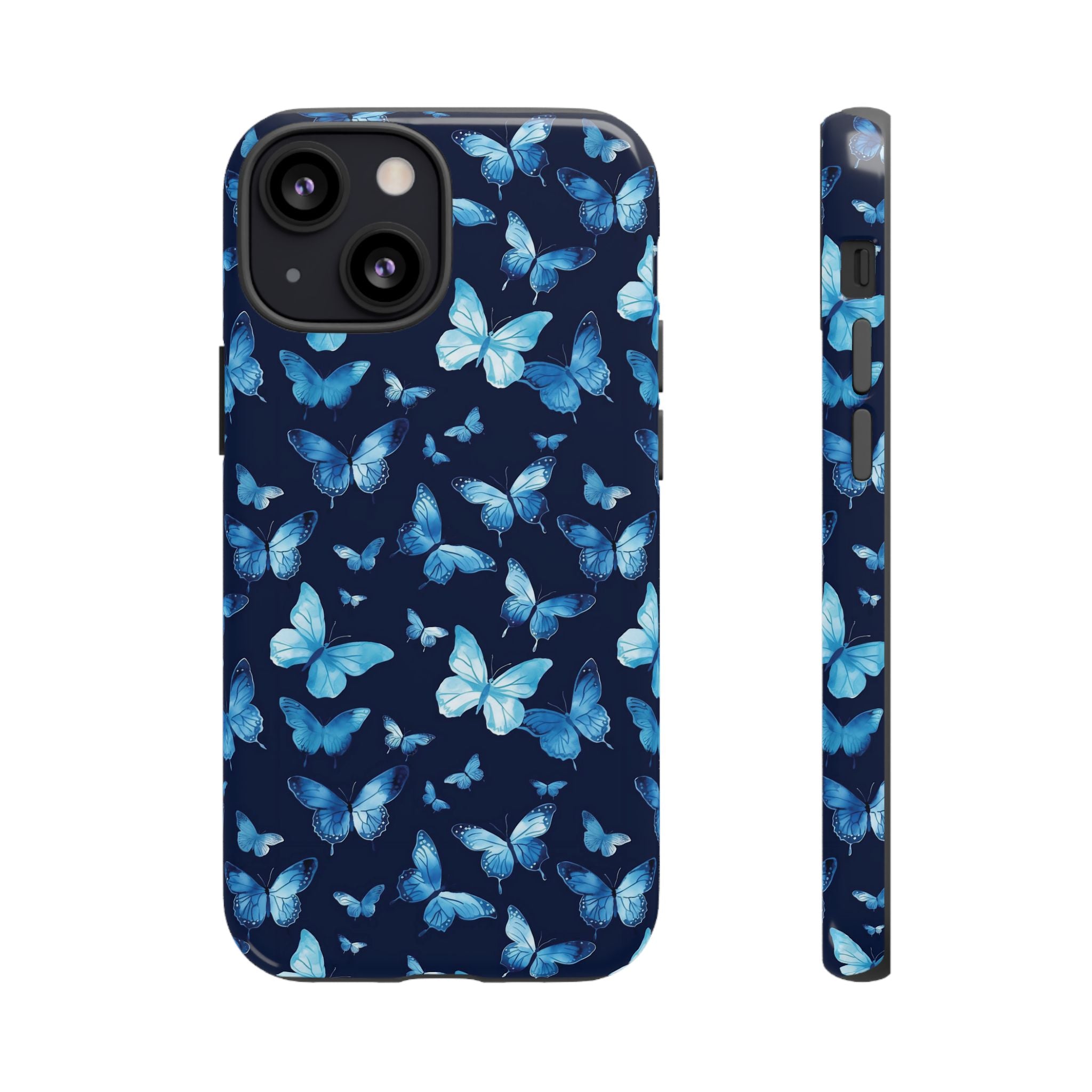 Blue Butterfly Phone Case – Aesthetic Protective Cover for iPhone & Samsung | Soft Glossy Slim Case | Nature Lover Gift