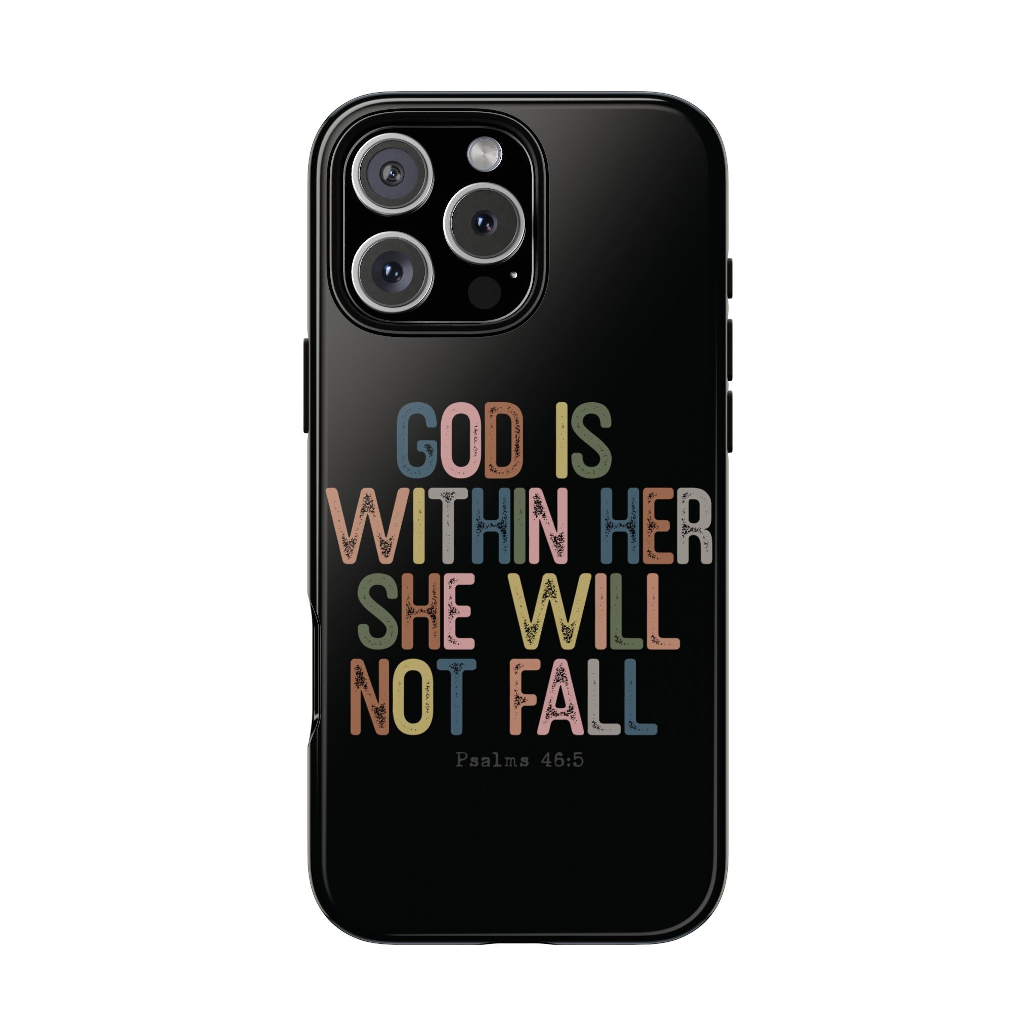 God Is With Her She Will Not Fail Tough Phone Case – Christian Protective Phone Cover | Inspirational Bible Verse Case | Faith-Based Gift
