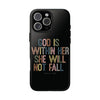 God Is With Her She Will Not Fail Tough Phone Case – Christian Protective Phone Cover | Inspirational Bible Verse Case | Faith-Based Gift