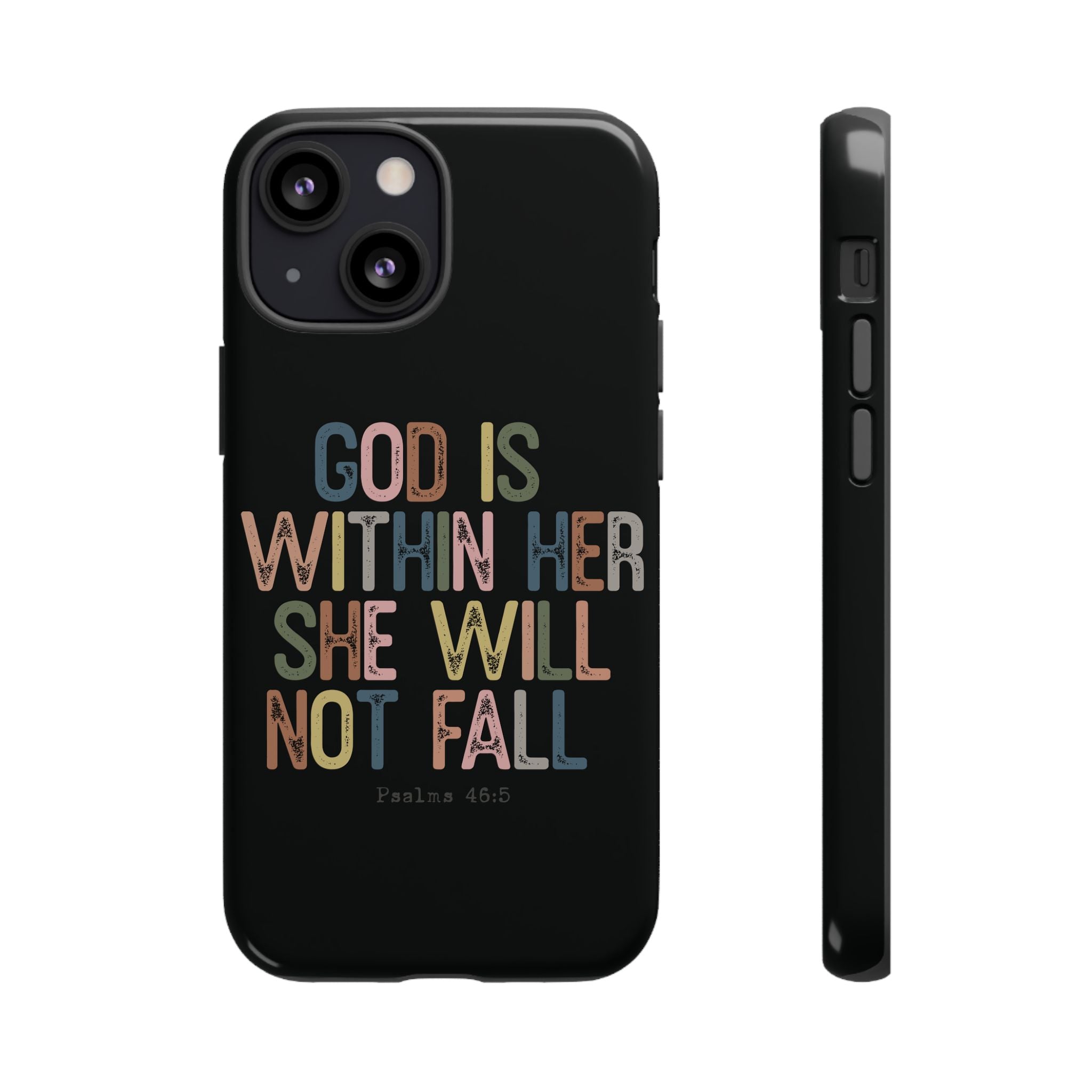 God Is With Her She Will Not Fail Tough Phone Case – Christian Protective Phone Cover | Inspirational Bible Verse Case | Faith-Based Gift