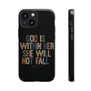 God Is With Her She Will Not Fail Tough Phone Case – Christian Protective Phone Cover | Inspirational Bible Verse Case | Faith-Based Gift