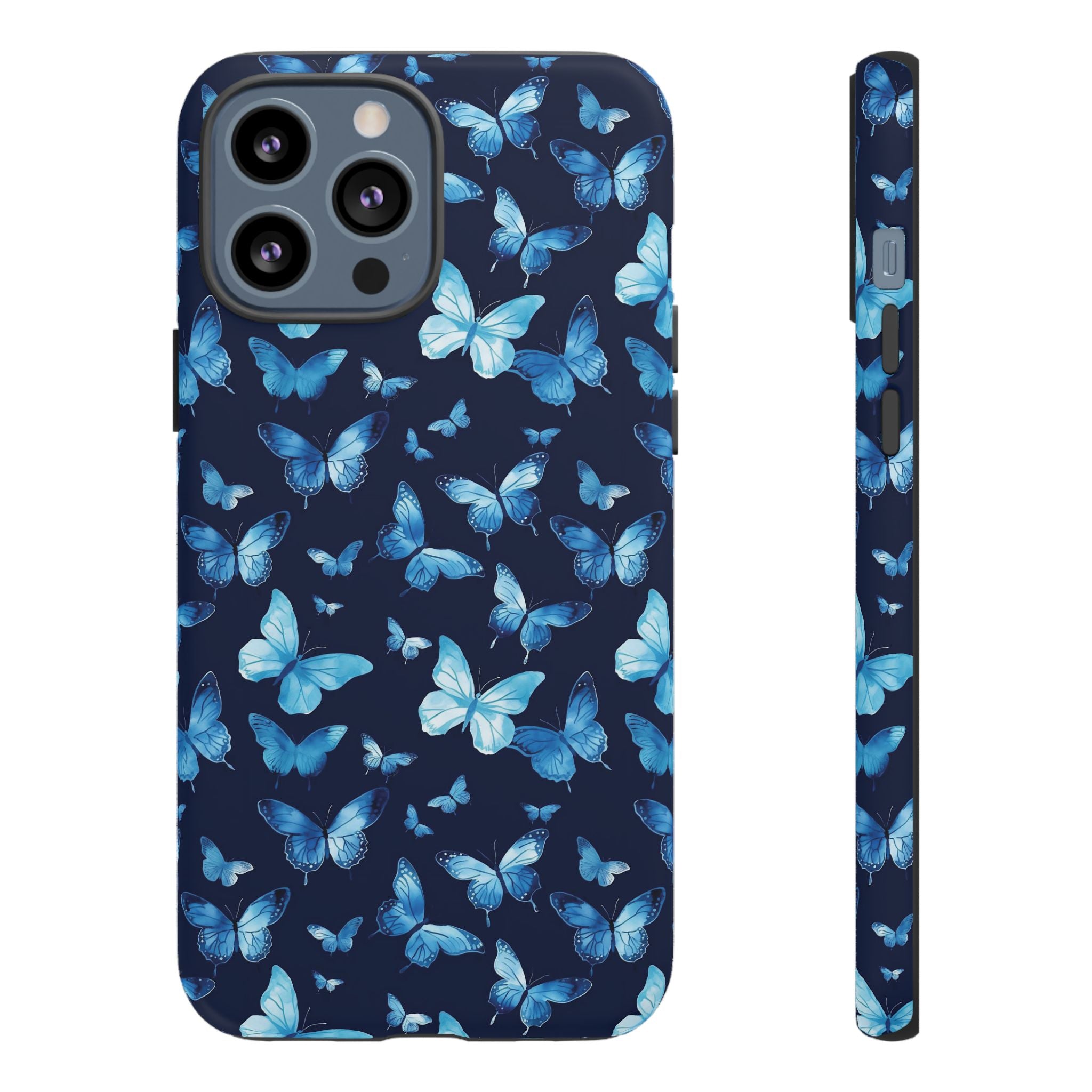 Blue Butterfly Phone Case – Aesthetic Protective Cover for iPhone & Samsung | Soft Glossy Slim Case | Nature Lover Gift