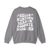 Hello Hunting, Goodbye Husband Gildan 18000 Sweatshirt – Funny Fall Hunting Crewneck | Women’s Camo Life Pullover | Deer Season Wife Sweater