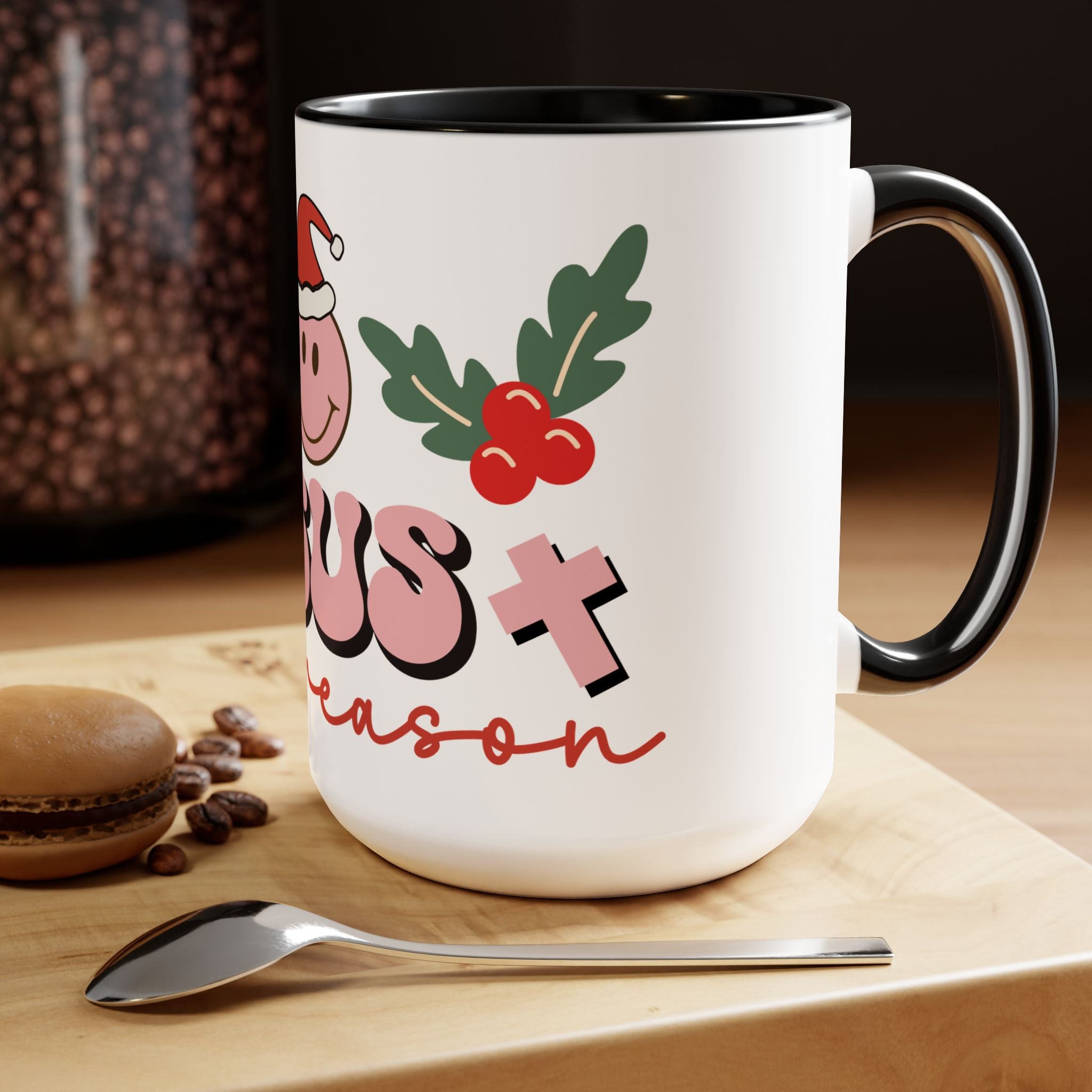 Jesus is the Reason Christmas Two-Tone Coffee Mugs, 15oz
