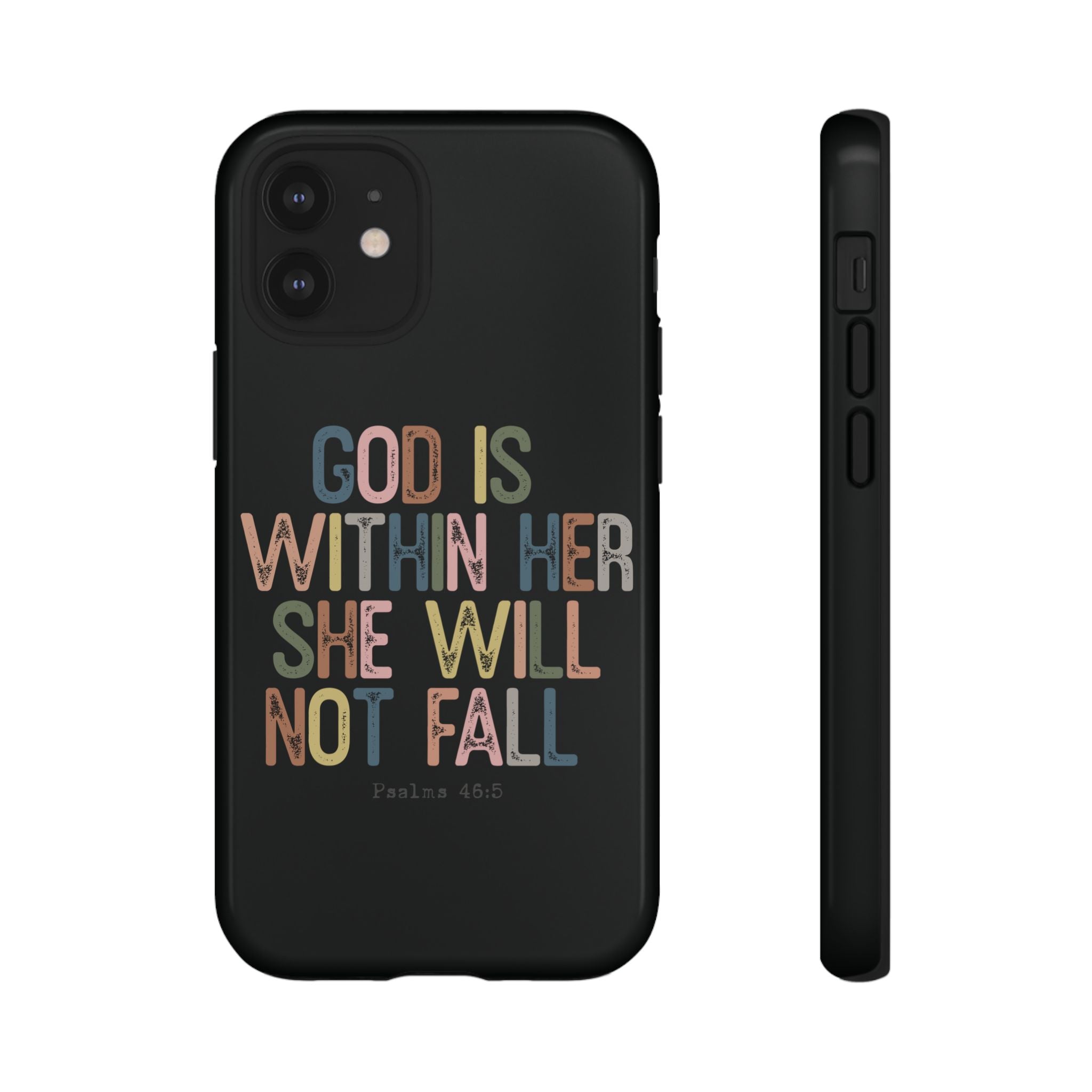 God Is With Her She Will Not Fail Tough Phone Case – Christian Protective Phone Cover | Inspirational Bible Verse Case | Faith-Based Gift