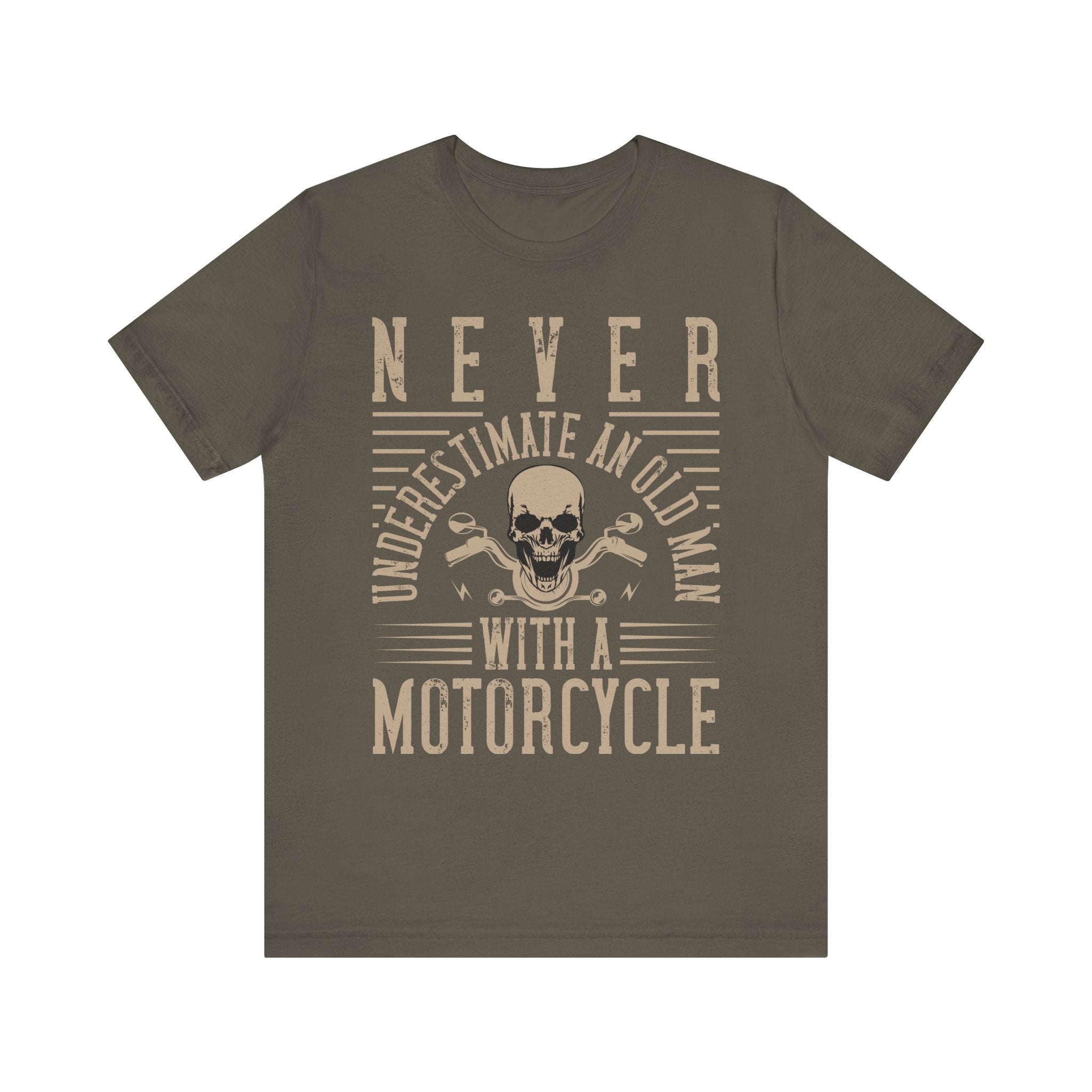 Never Underestimate an Old Man with a Motorcycle T-Shirt – Biker Dad Gift | Funny Biker Quote Shirt | Motorcycle Grandpa Tee