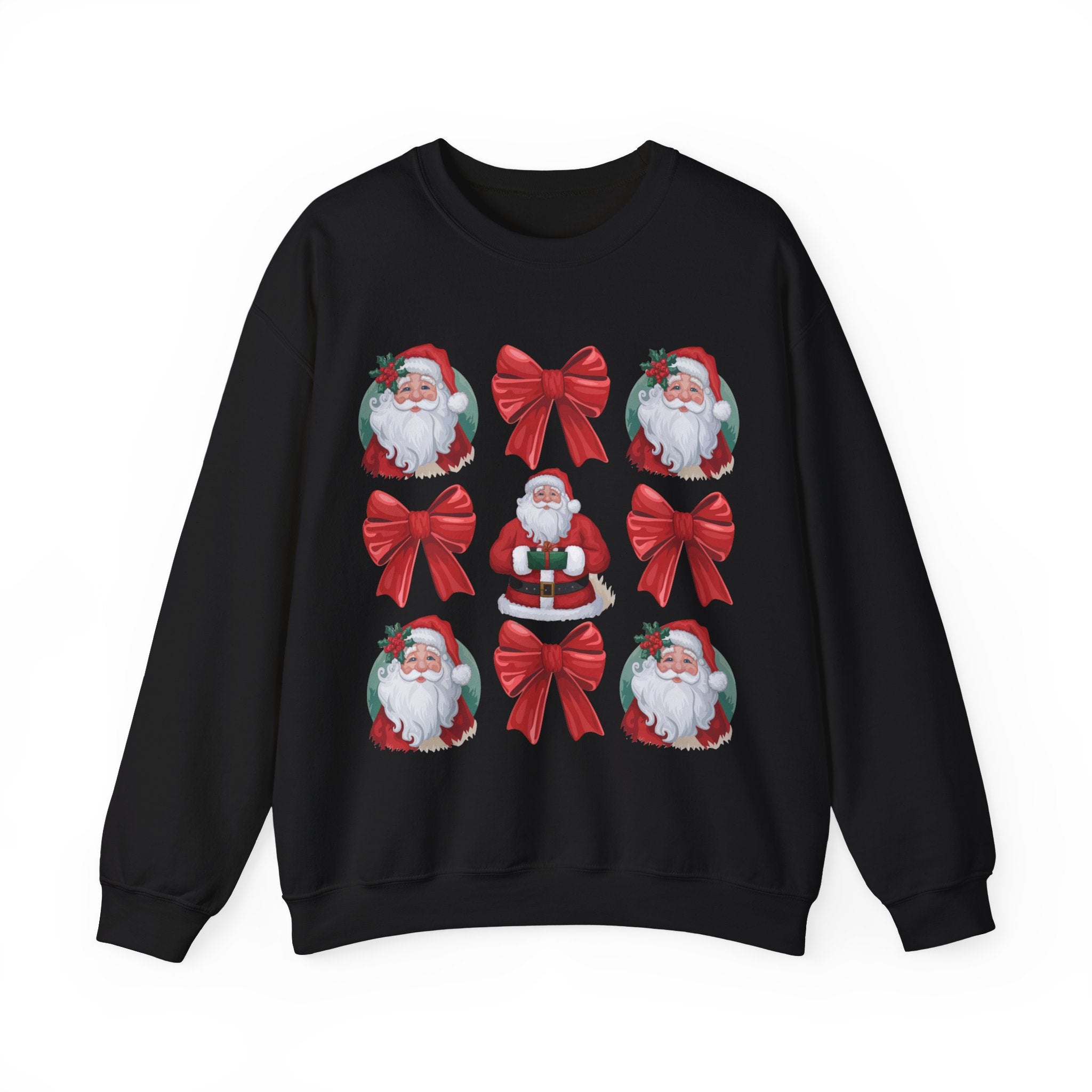 Santa 3x3 Red Bow Sweatshirt