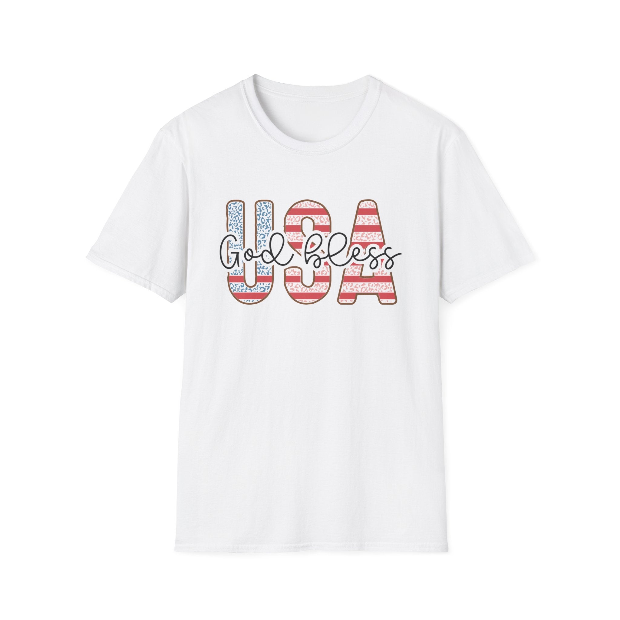 God Bless USA America tshirt Unisex Softstyle T-Shirt