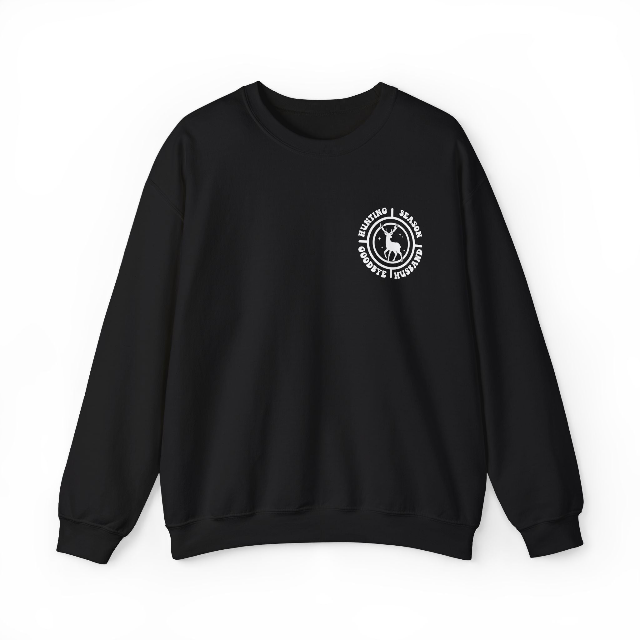 Hello Hunting, Goodbye Husband Gildan 18000 Sweatshirt – Funny Fall Hunting Crewneck | Women’s Camo Life Pullover | Deer Season Wife Sweater