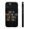 God Is With Her She Will Not Fail Tough Phone Case – Christian Protective Phone Cover | Inspirational Bible Verse Case | Faith-Based Gift