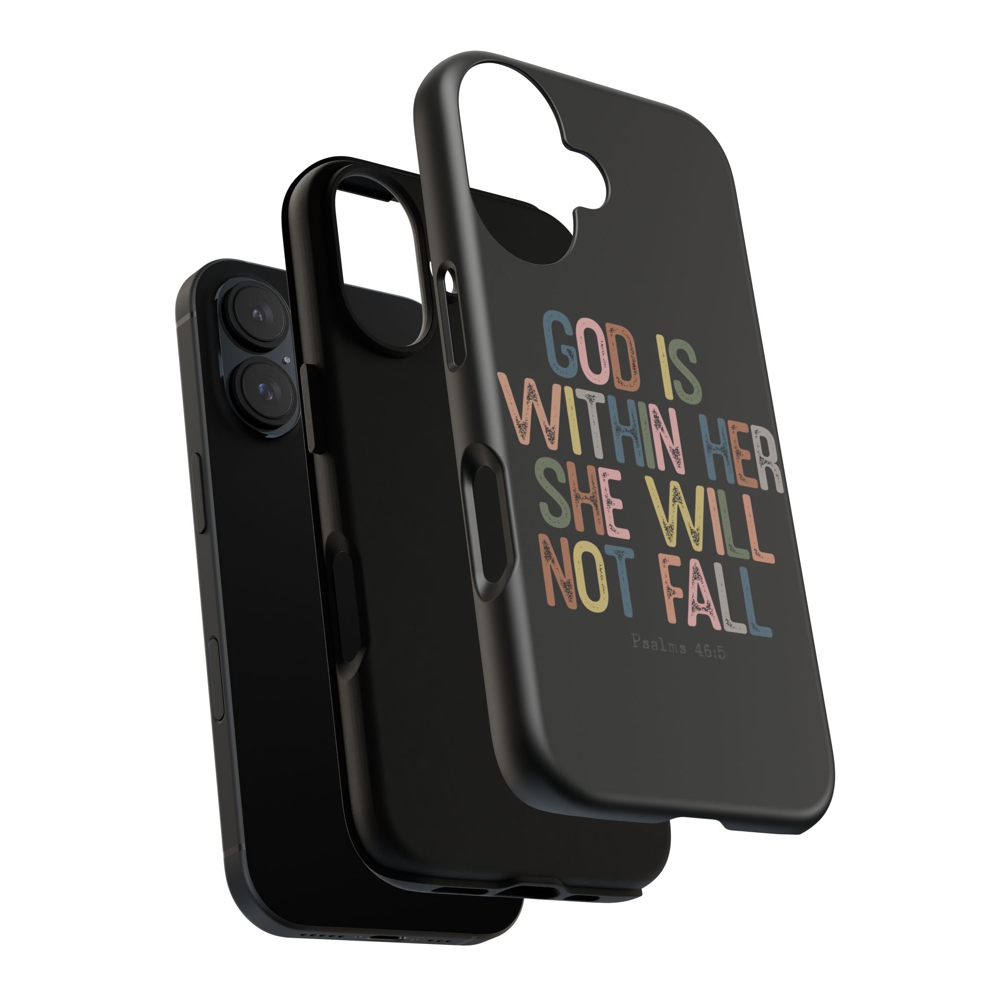 God Is With Her She Will Not Fail Tough Phone Case – Christian Protective Phone Cover | Inspirational Bible Verse Case | Faith-Based Gift