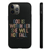 God Is With Her She Will Not Fail Tough Phone Case – Christian Protective Phone Cover | Inspirational Bible Verse Case | Faith-Based Gift