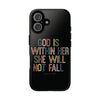 God Is With Her She Will Not Fail Tough Phone Case – Christian Protective Phone Cover | Inspirational Bible Verse Case | Faith-Based Gift