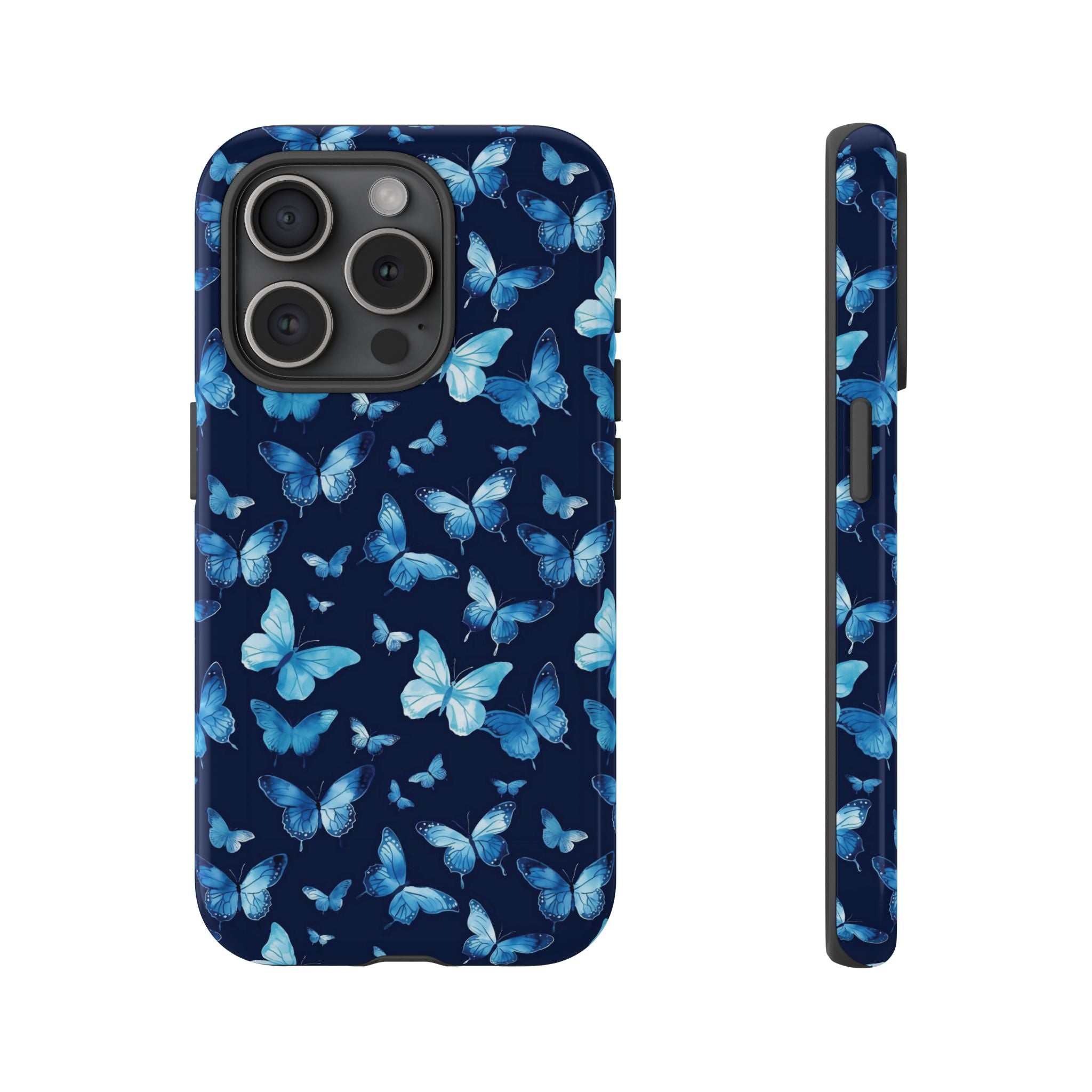 Blue Butterfly Phone Case – Aesthetic Protective Cover for iPhone & Samsung | Soft Glossy Slim Case | Nature Lover Gift