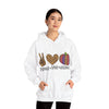 Peace Love Halloween Hoodie – Gildan 18500 Unisex Pullover | Fun Halloween Sweatshirt | Spooky Season Hoodie | Fall Holiday Apparel