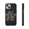 God Is With Her She Will Not Fail Tough Phone Case – Christian Protective Phone Cover | Inspirational Bible Verse Case | Faith-Based Gift