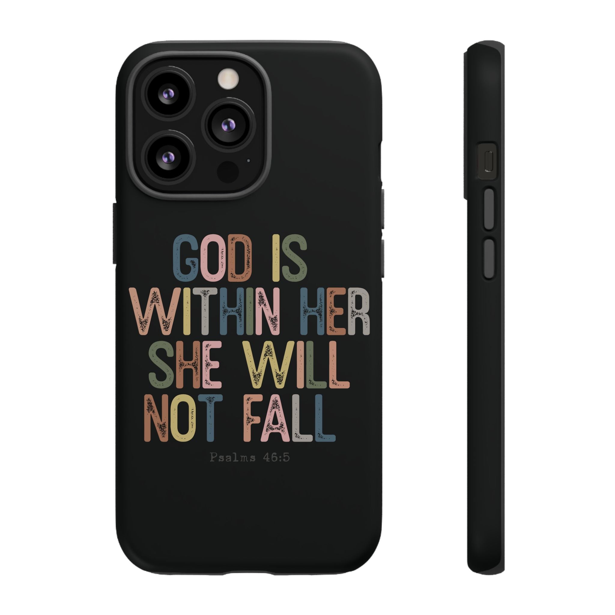 God Is With Her She Will Not Fail Tough Phone Case – Christian Protective Phone Cover | Inspirational Bible Verse Case | Faith-Based Gift