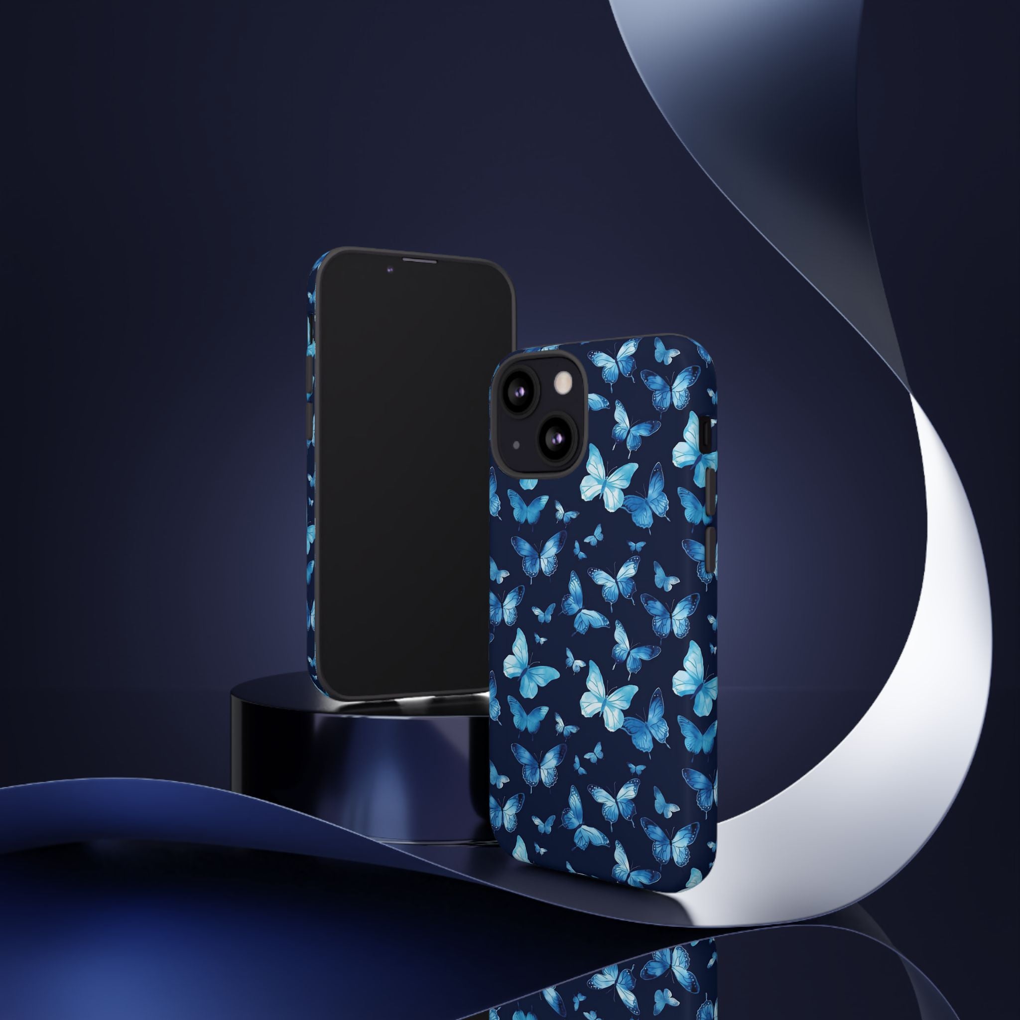 Blue Butterfly Phone Case – Aesthetic Protective Cover for iPhone & Samsung | Soft Glossy Slim Case | Nature Lover Gift