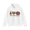 Peace Love Halloween Hoodie – Gildan 18500 Unisex Pullover | Fun Halloween Sweatshirt | Spooky Season Hoodie | Fall Holiday Apparel