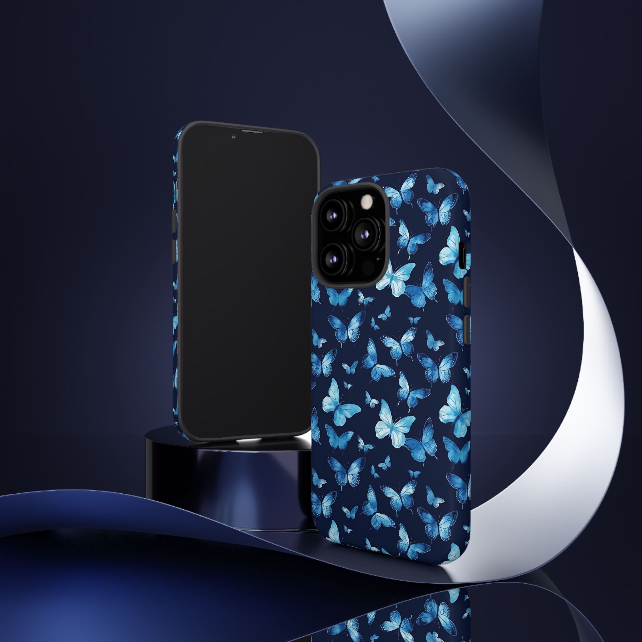 Blue Butterfly Phone Case – Aesthetic Protective Cover for iPhone & Samsung | Soft Glossy Slim Case | Nature Lover Gift
