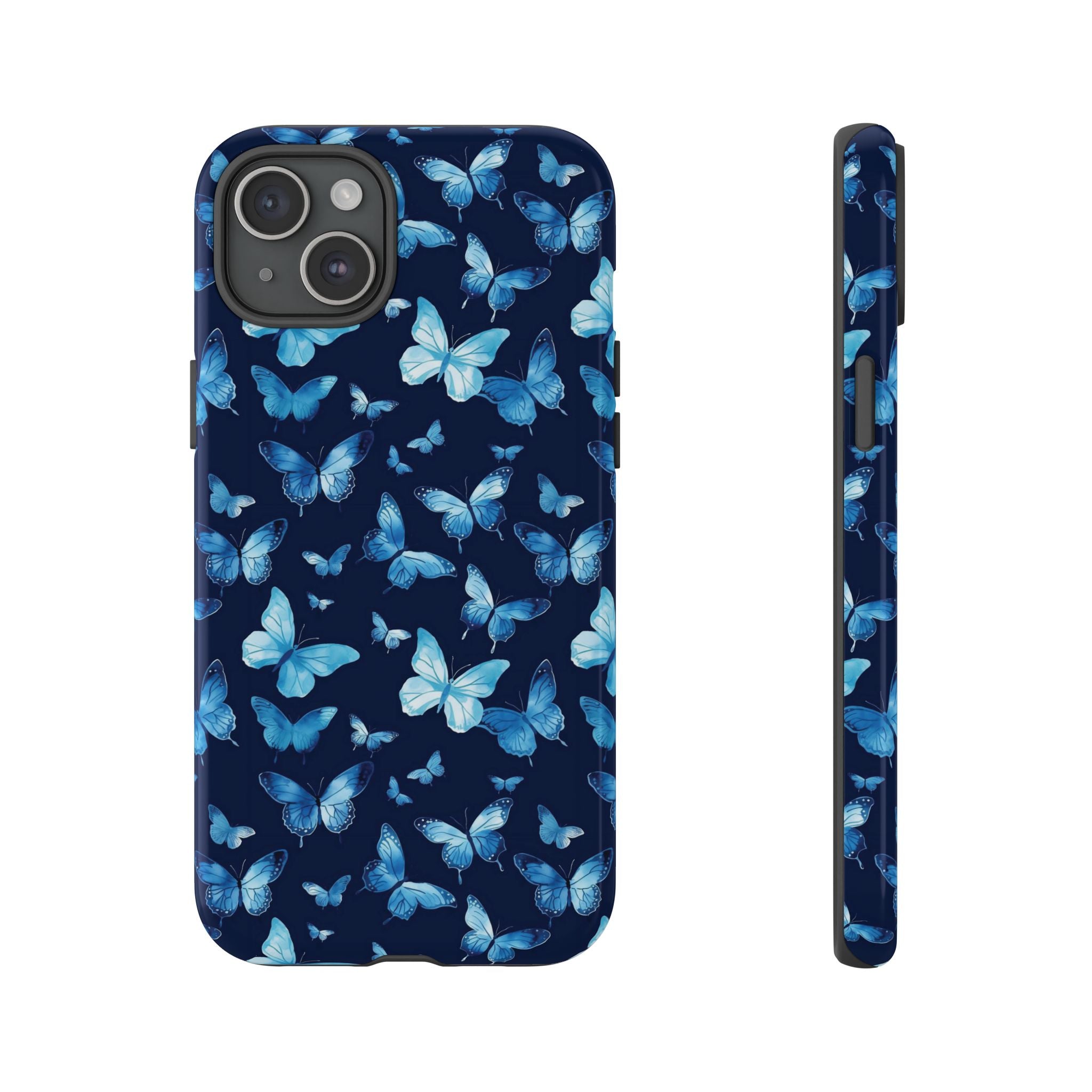 Blue Butterfly Phone Case – Aesthetic Protective Cover for iPhone & Samsung | Soft Glossy Slim Case | Nature Lover Gift