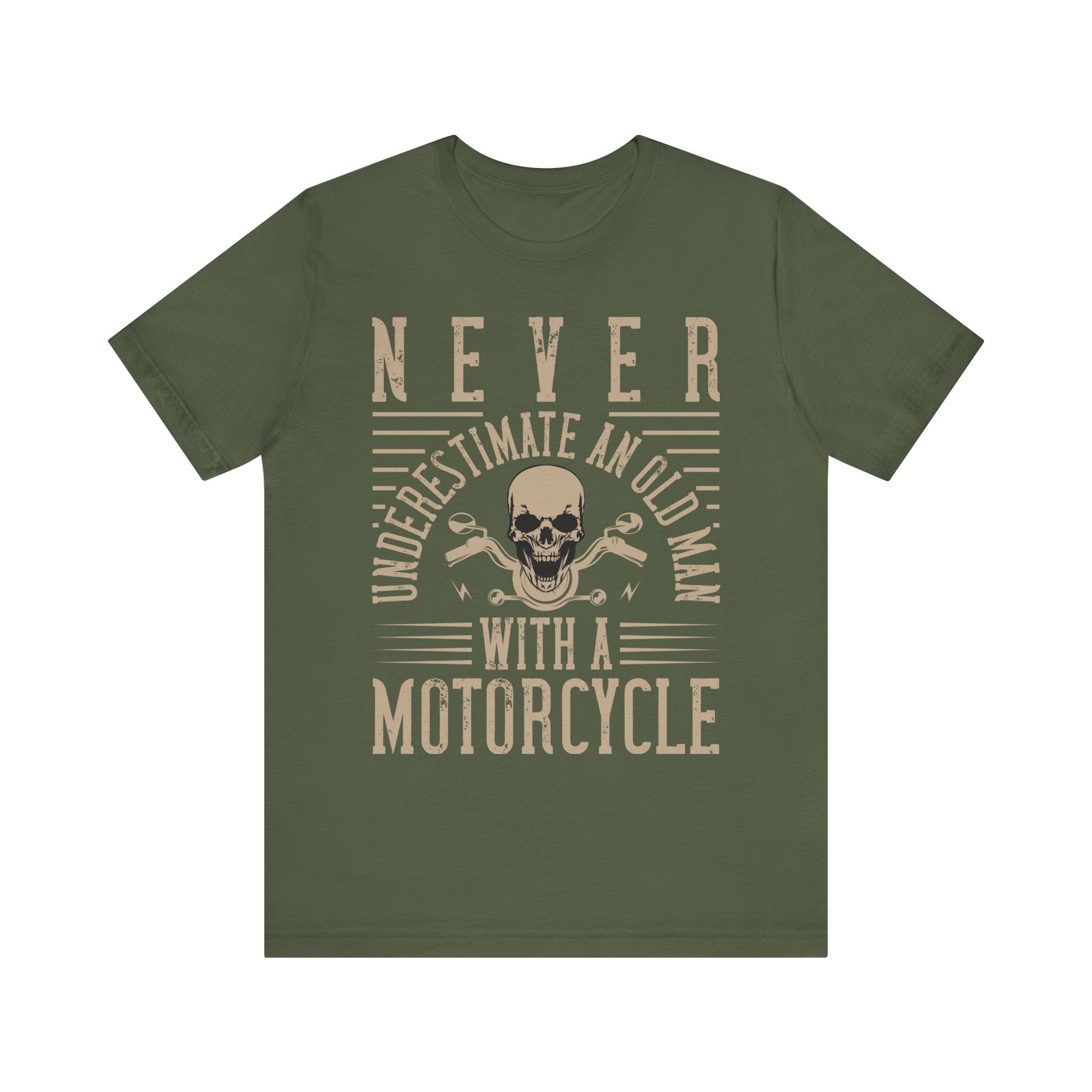 Never Underestimate an Old Man with a Motorcycle T-Shirt – Biker Dad Gift | Funny Biker Quote Shirt | Motorcycle Grandpa Tee