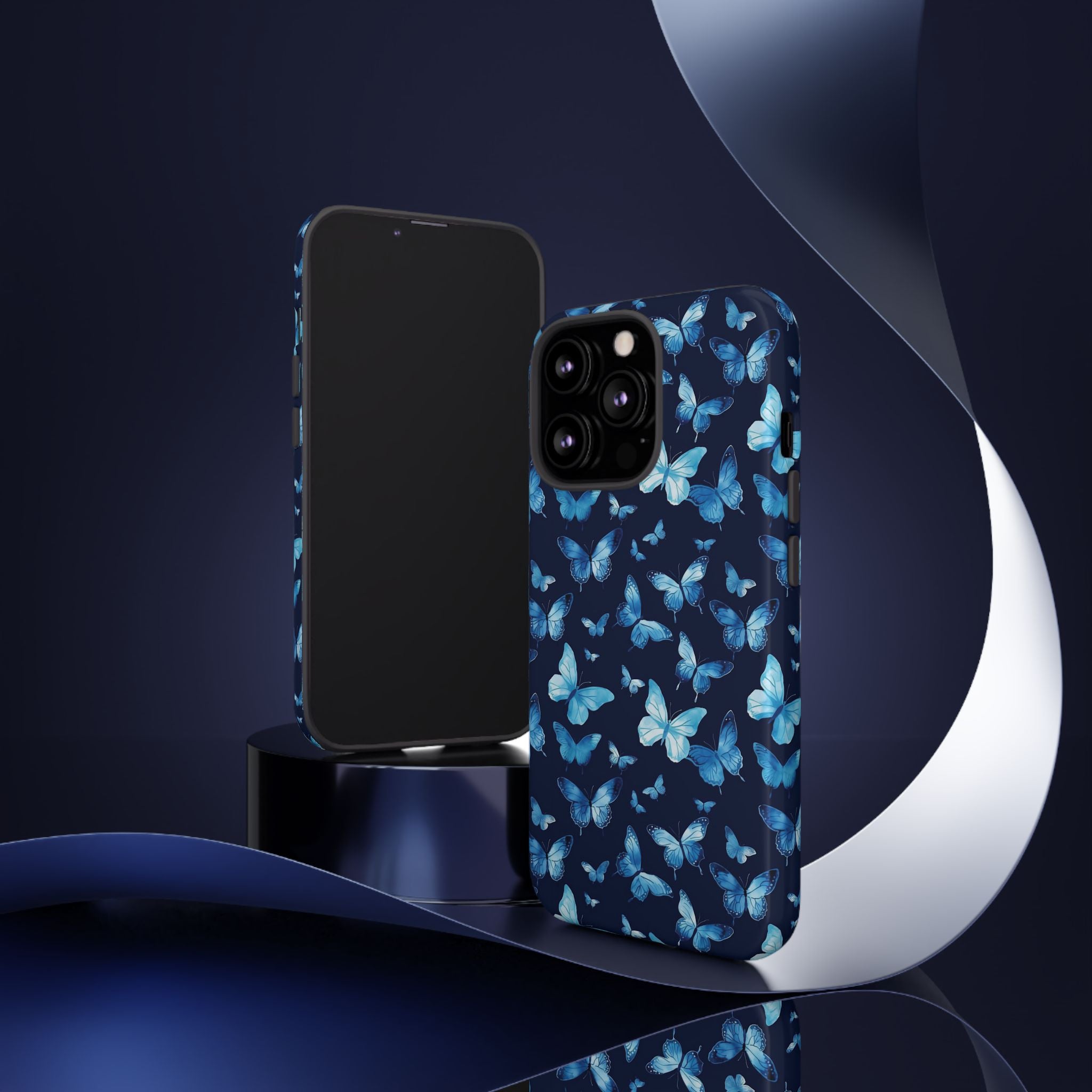 Blue Butterfly Phone Case – Aesthetic Protective Cover for iPhone & Samsung | Soft Glossy Slim Case | Nature Lover Gift