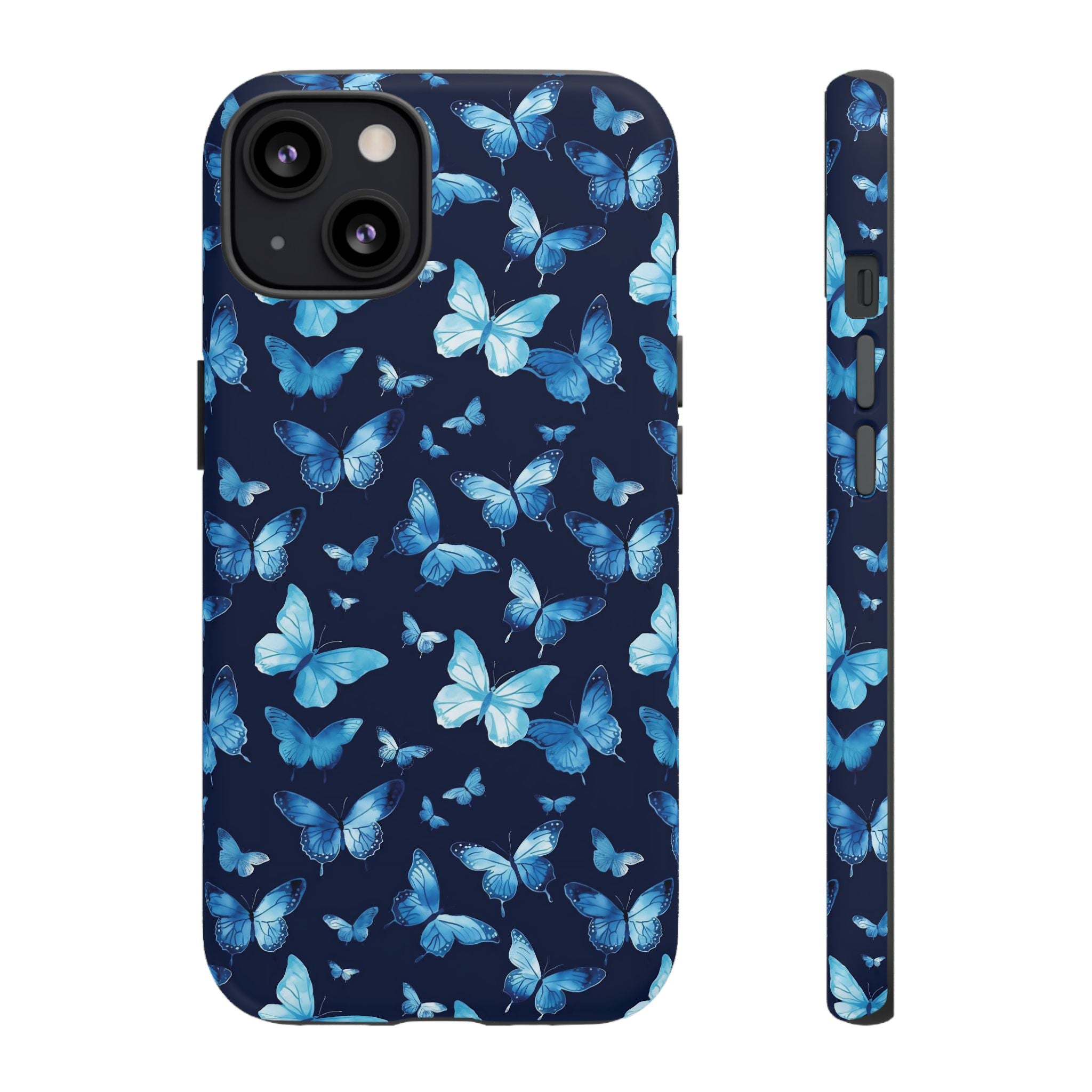 Blue Butterfly Phone Case – Aesthetic Protective Cover for iPhone & Samsung | Soft Glossy Slim Case | Nature Lover Gift