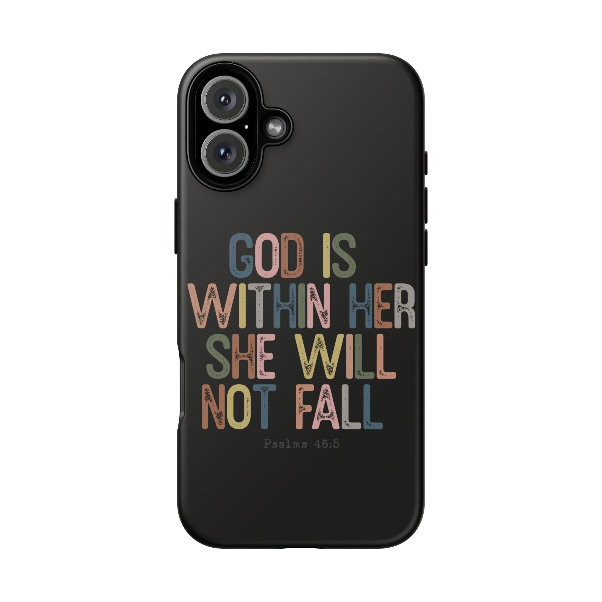God Is With Her She Will Not Fail Tough Phone Case – Christian Protective Phone Cover | Inspirational Bible Verse Case | Faith-Based Gift