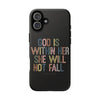 God Is With Her She Will Not Fail Tough Phone Case – Christian Protective Phone Cover | Inspirational Bible Verse Case | Faith-Based Gift