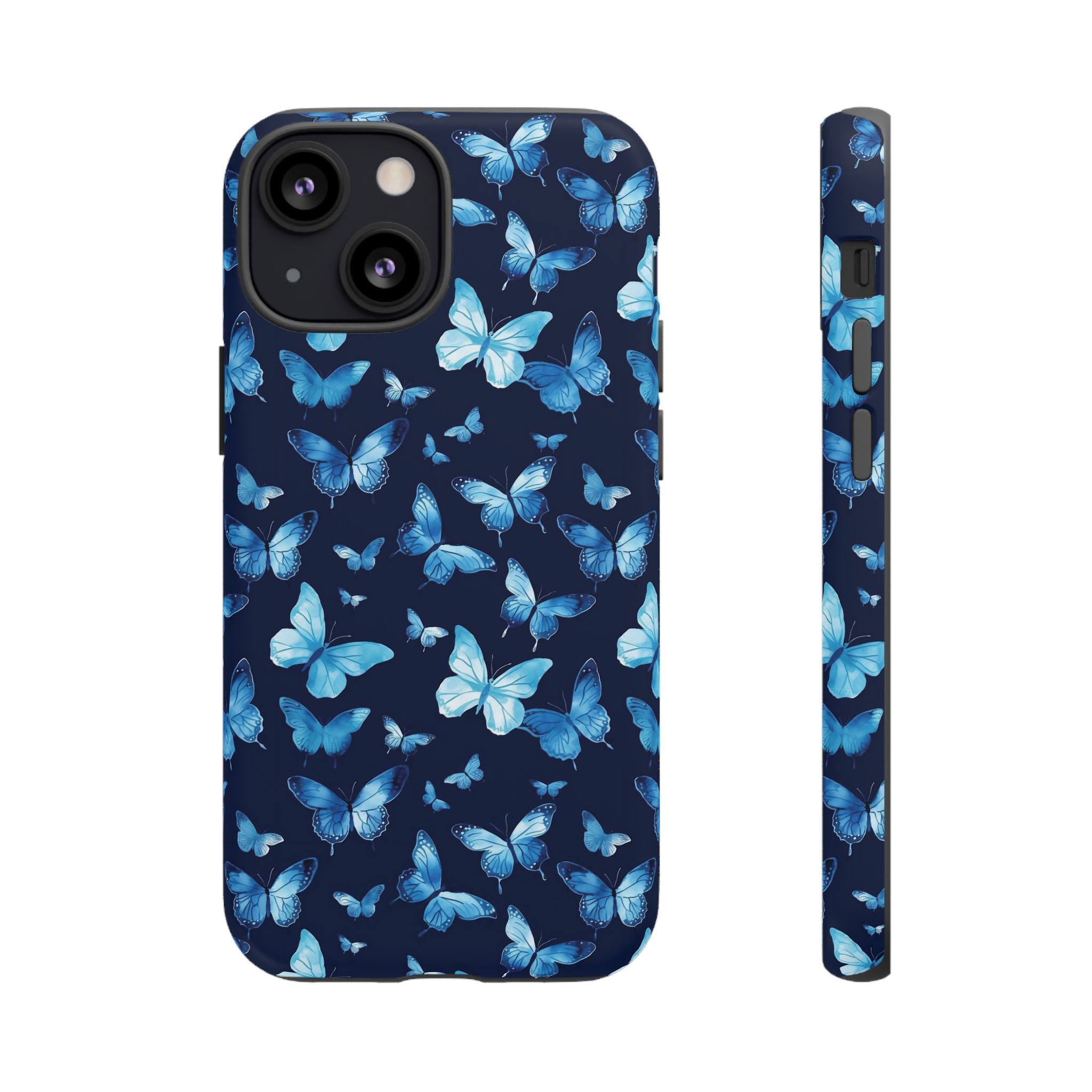 Blue Butterfly Phone Case – Aesthetic Protective Cover for iPhone & Samsung | Soft Glossy Slim Case | Nature Lover Gift
