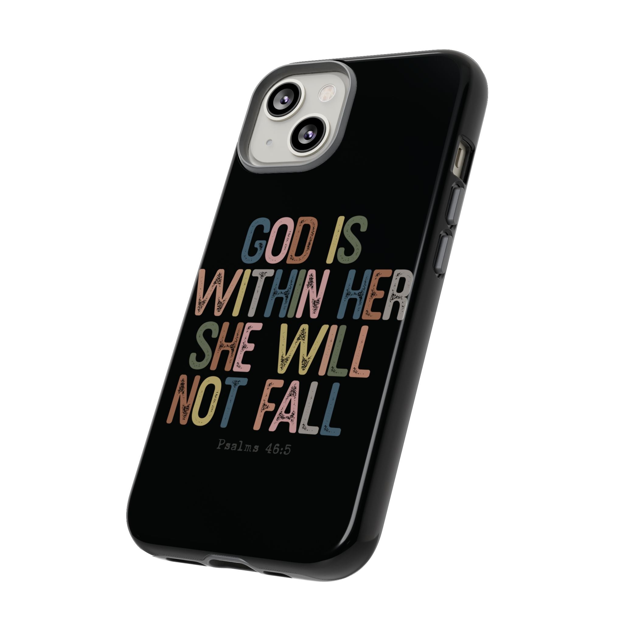 God Is With Her She Will Not Fail Tough Phone Case – Christian Protective Phone Cover | Inspirational Bible Verse Case | Faith-Based Gift
