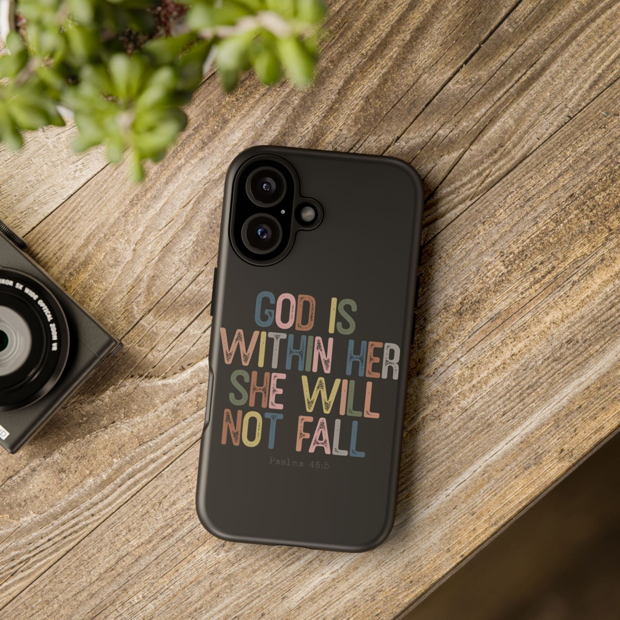 God Is With Her She Will Not Fail Tough Phone Case – Christian Protective Phone Cover | Inspirational Bible Verse Case | Faith-Based Gift