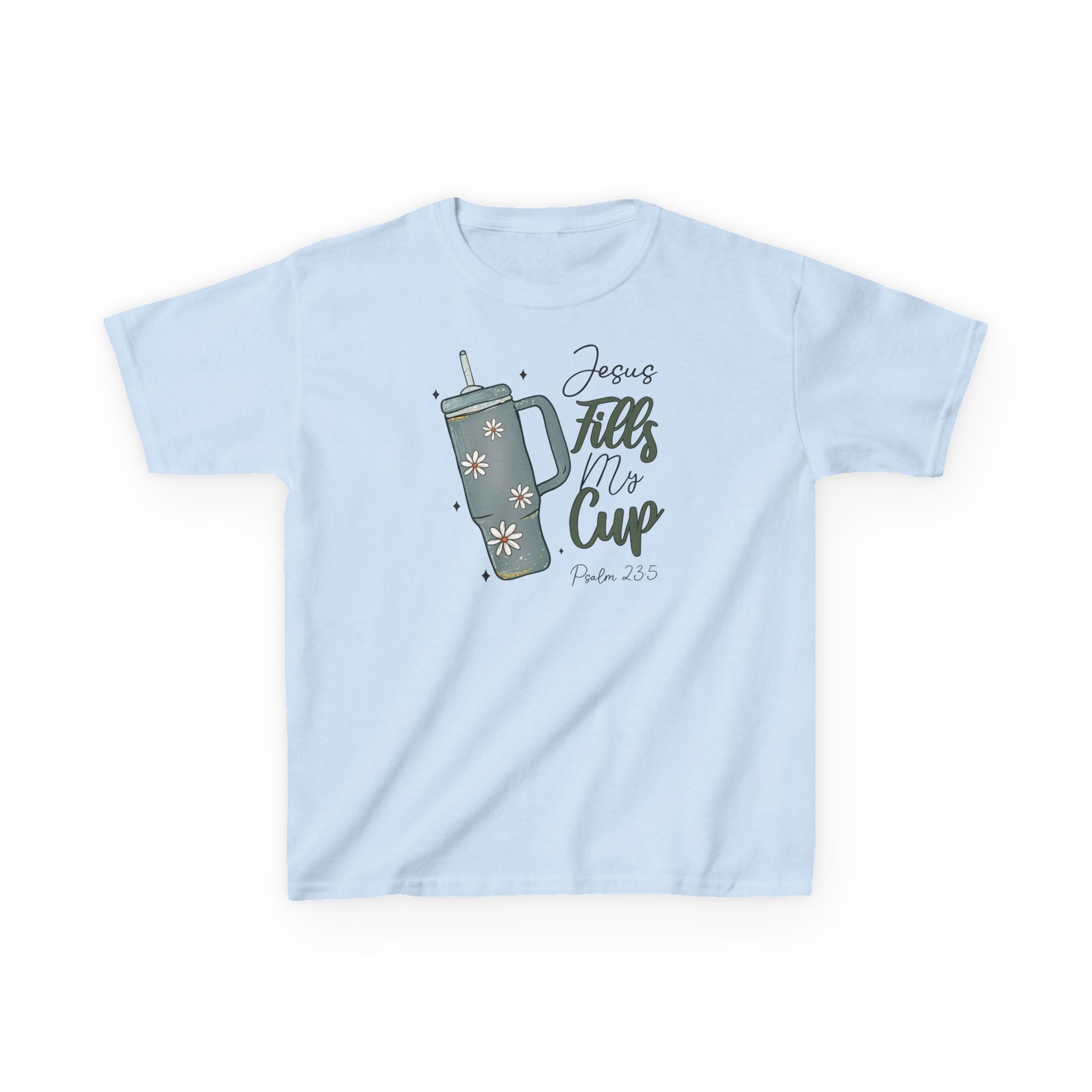 Fill My Cup with Jesus Youth T-Shirt – Christian Kids Tee | Faith Shirt for Boys & Girls | Gildan 5000B | Church Outfit or Sunday School Gift