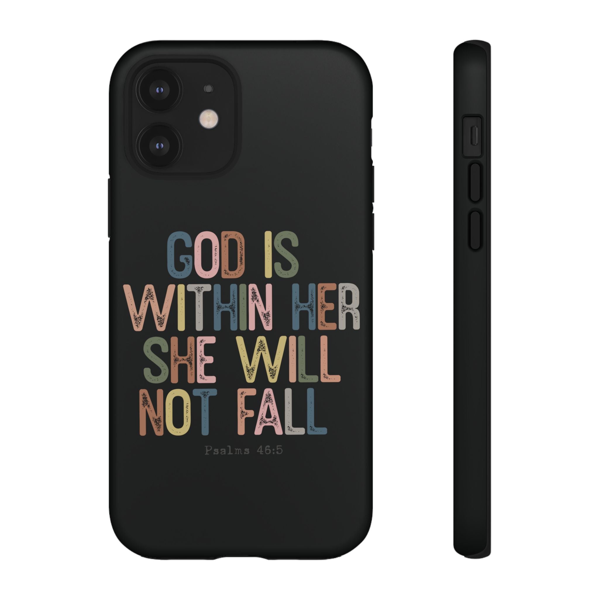 God Is With Her She Will Not Fail Tough Phone Case – Christian Protective Phone Cover | Inspirational Bible Verse Case | Faith-Based Gift
