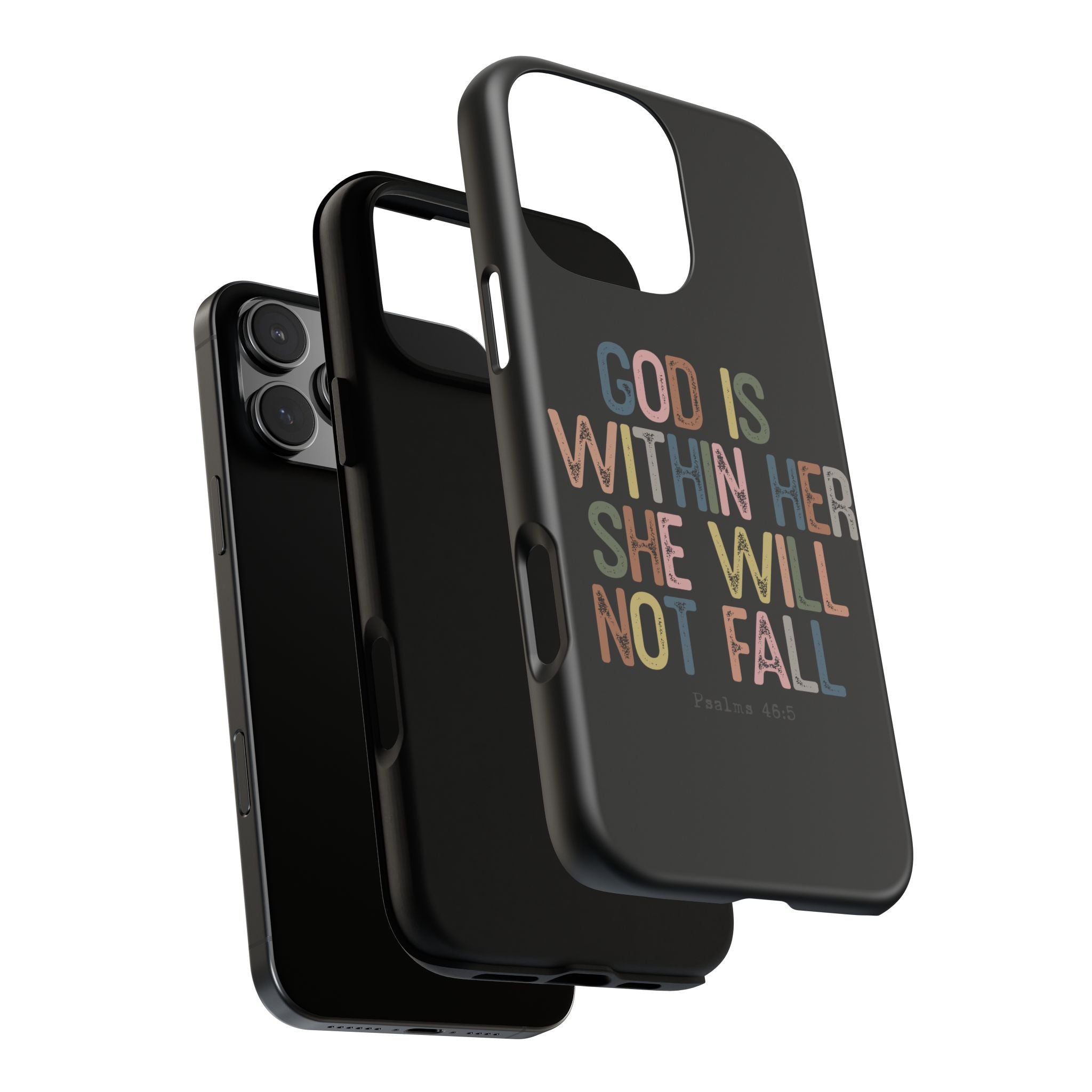 God Is With Her She Will Not Fail Tough Phone Case – Christian Protective Phone Cover | Inspirational Bible Verse Case | Faith-Based Gift