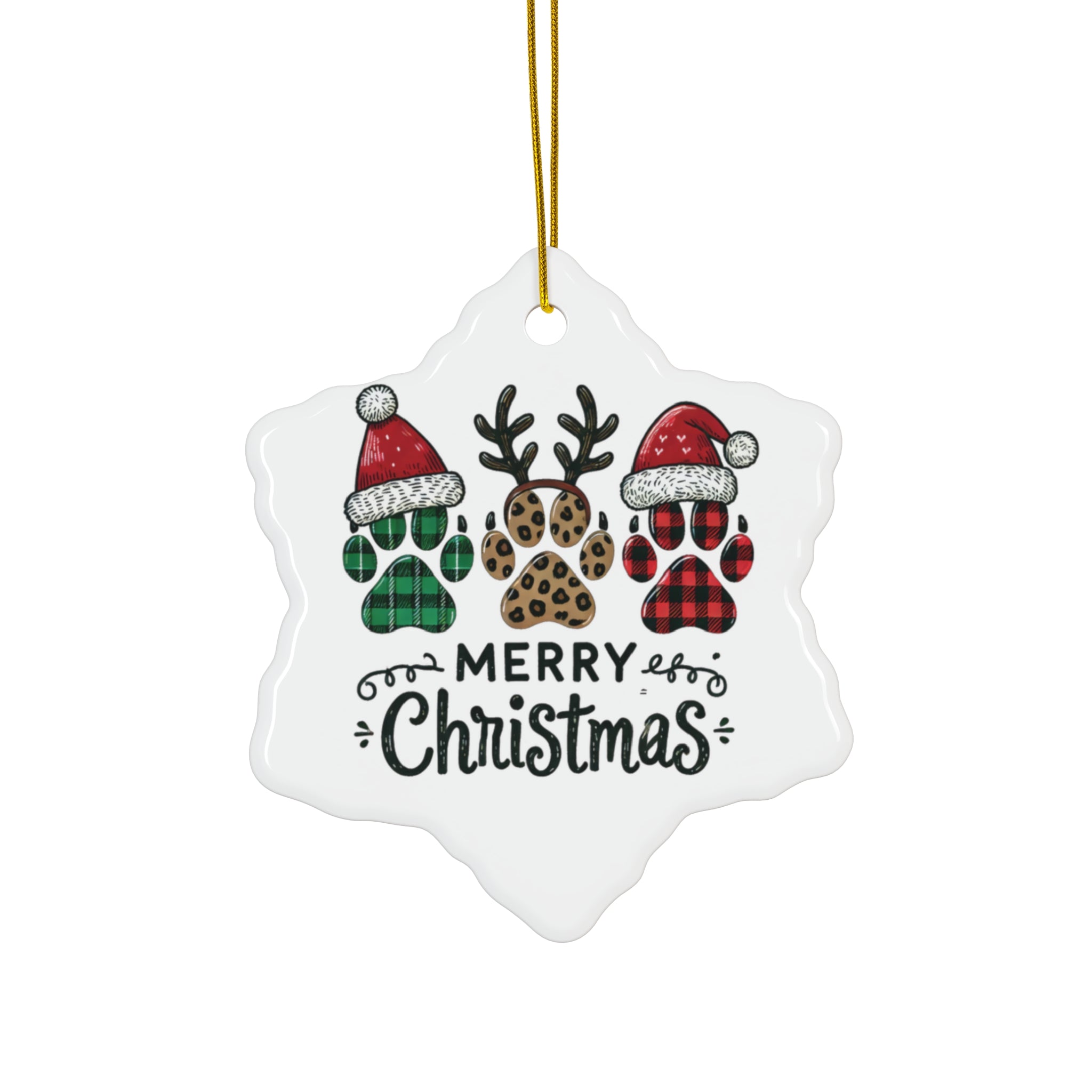 Dog Print Merry Christmas snowflake