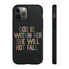 God Is With Her She Will Not Fail Tough Phone Case – Christian Protective Phone Cover | Inspirational Bible Verse Case | Faith-Based Gift