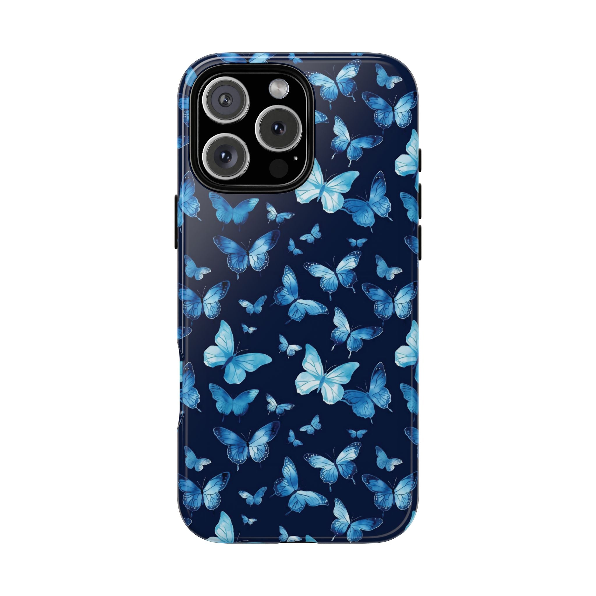 Blue Butterfly Phone Case – Aesthetic Protective Cover for iPhone & Samsung | Soft Glossy Slim Case | Nature Lover Gift