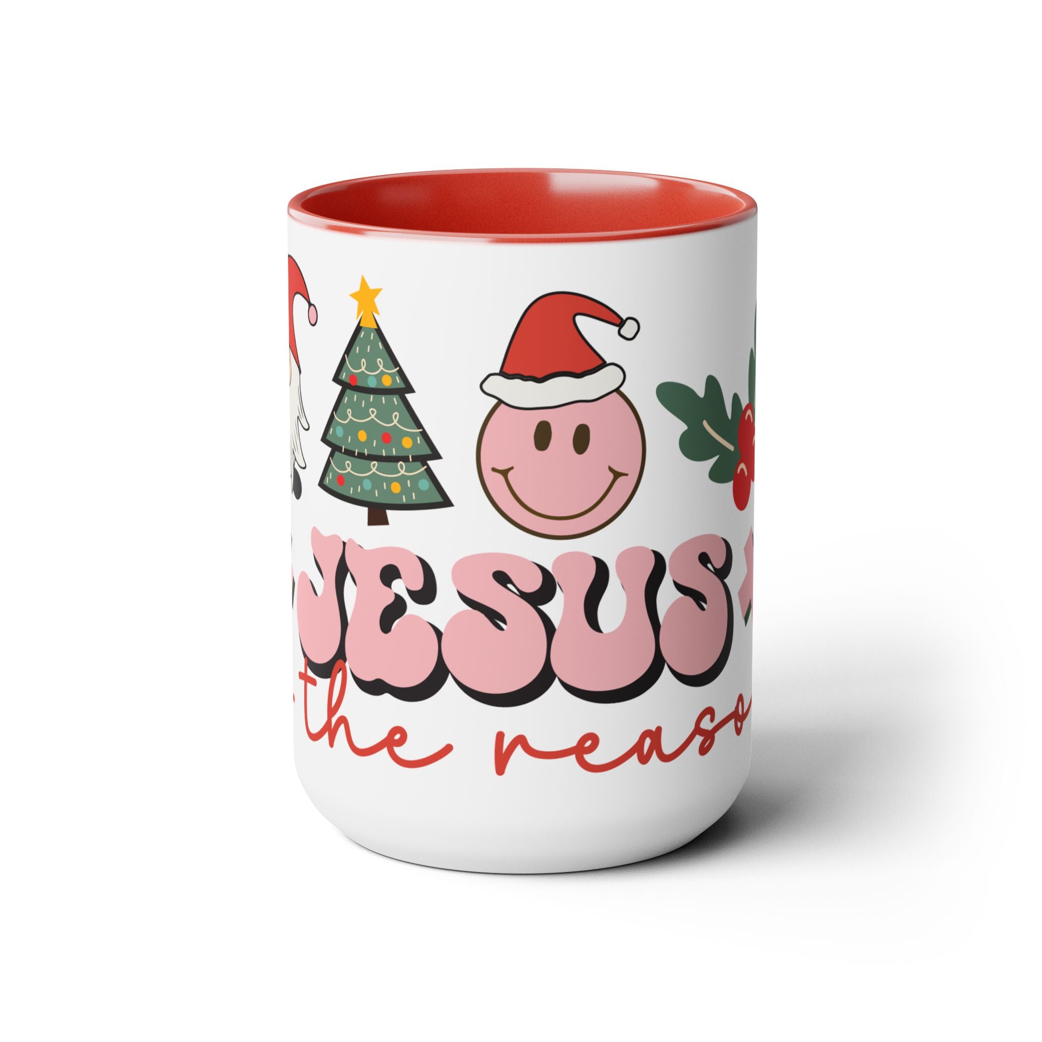 Jesus is the Reason Christmas Two-Tone Coffee Mugs, 15oz