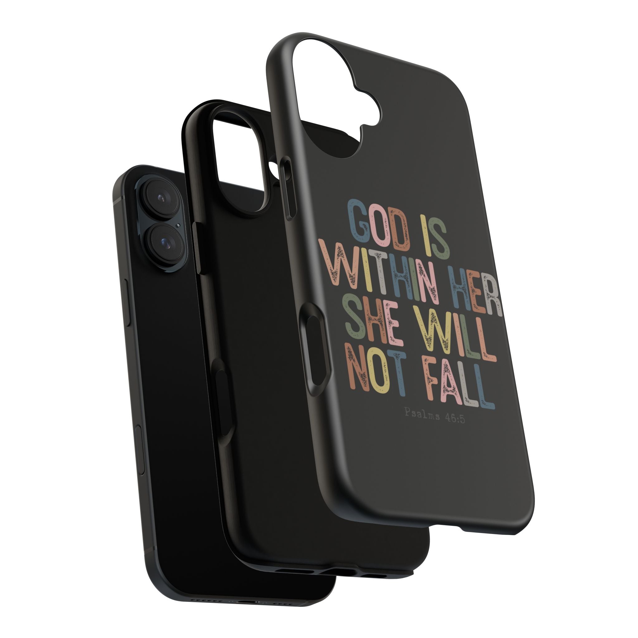 God Is With Her She Will Not Fail Tough Phone Case – Christian Protective Phone Cover | Inspirational Bible Verse Case | Faith-Based Gift