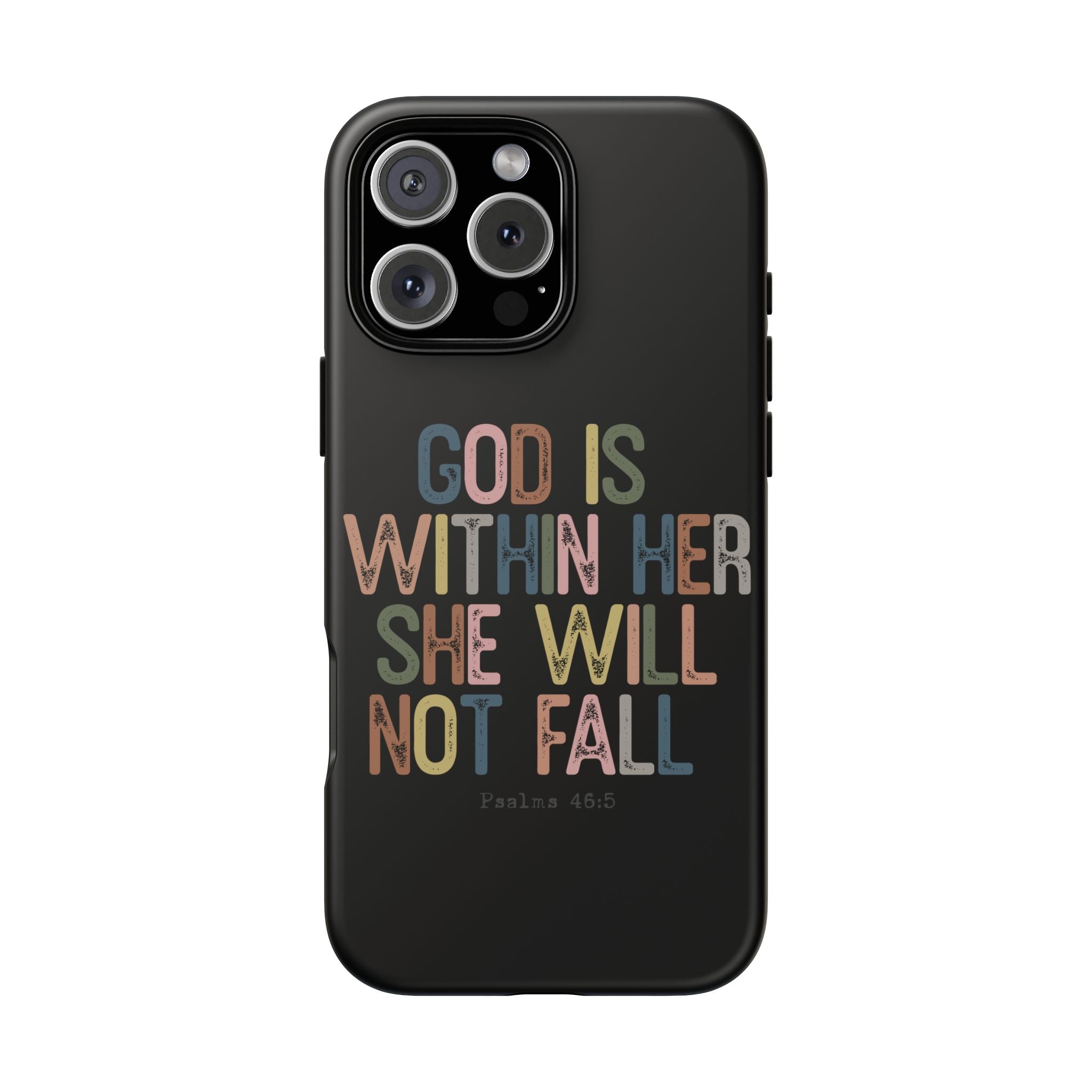 God Is With Her She Will Not Fail Tough Phone Case – Christian Protective Phone Cover | Inspirational Bible Verse Case | Faith-Based Gift