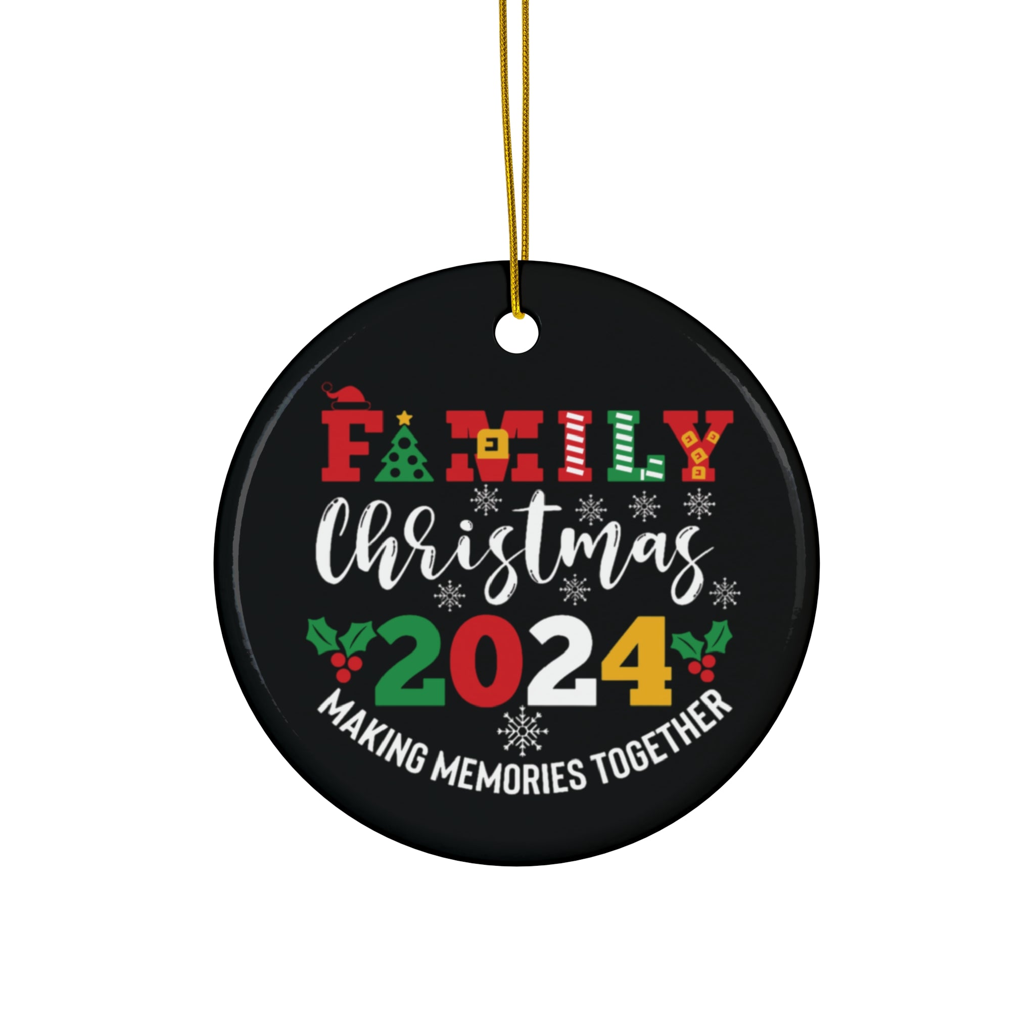 Black Ceramic Circle and Snowflake Family Christmas 2024