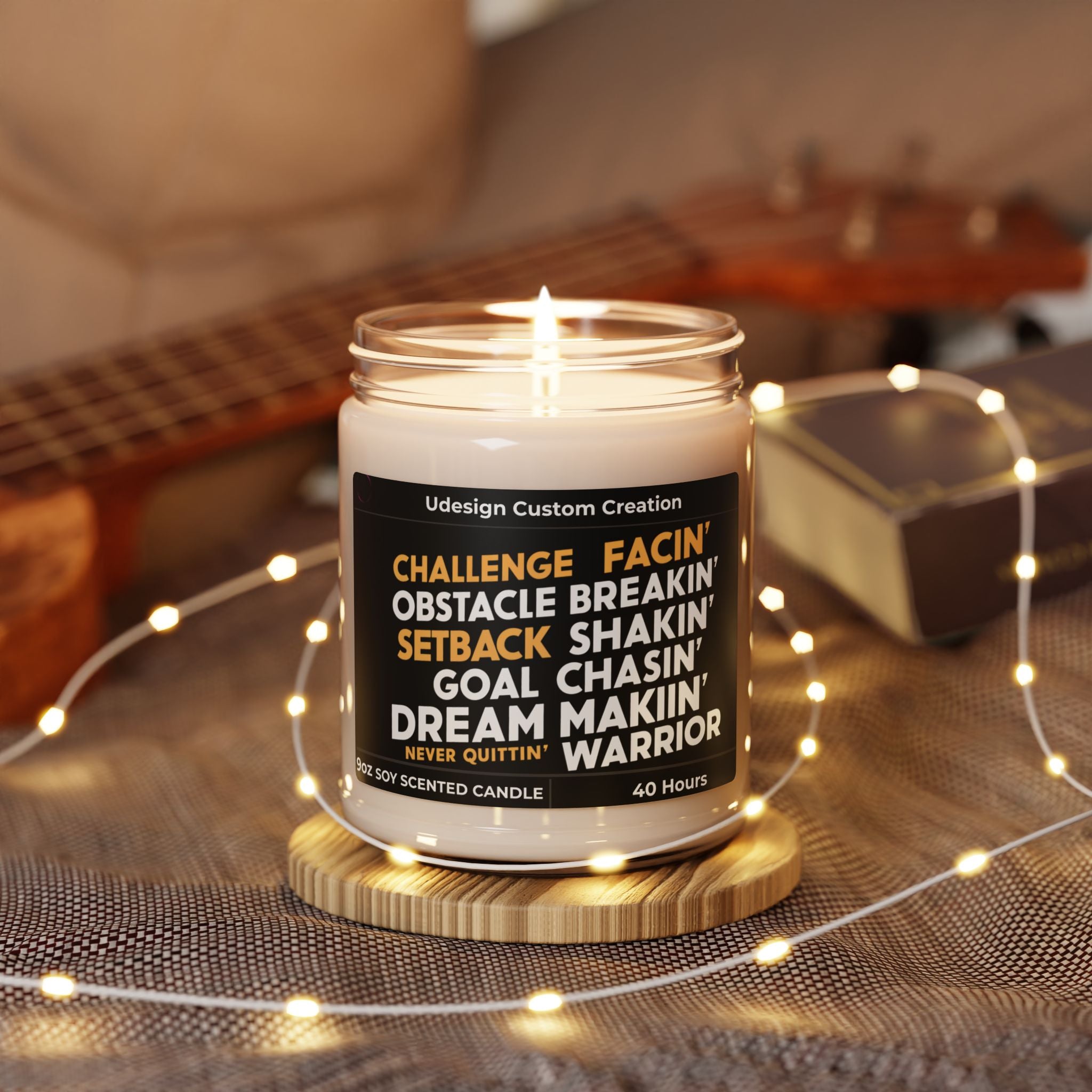 Challenge Facin’, Obstacle Breakin’ Warrior – Motivational 9oz Soy Candle