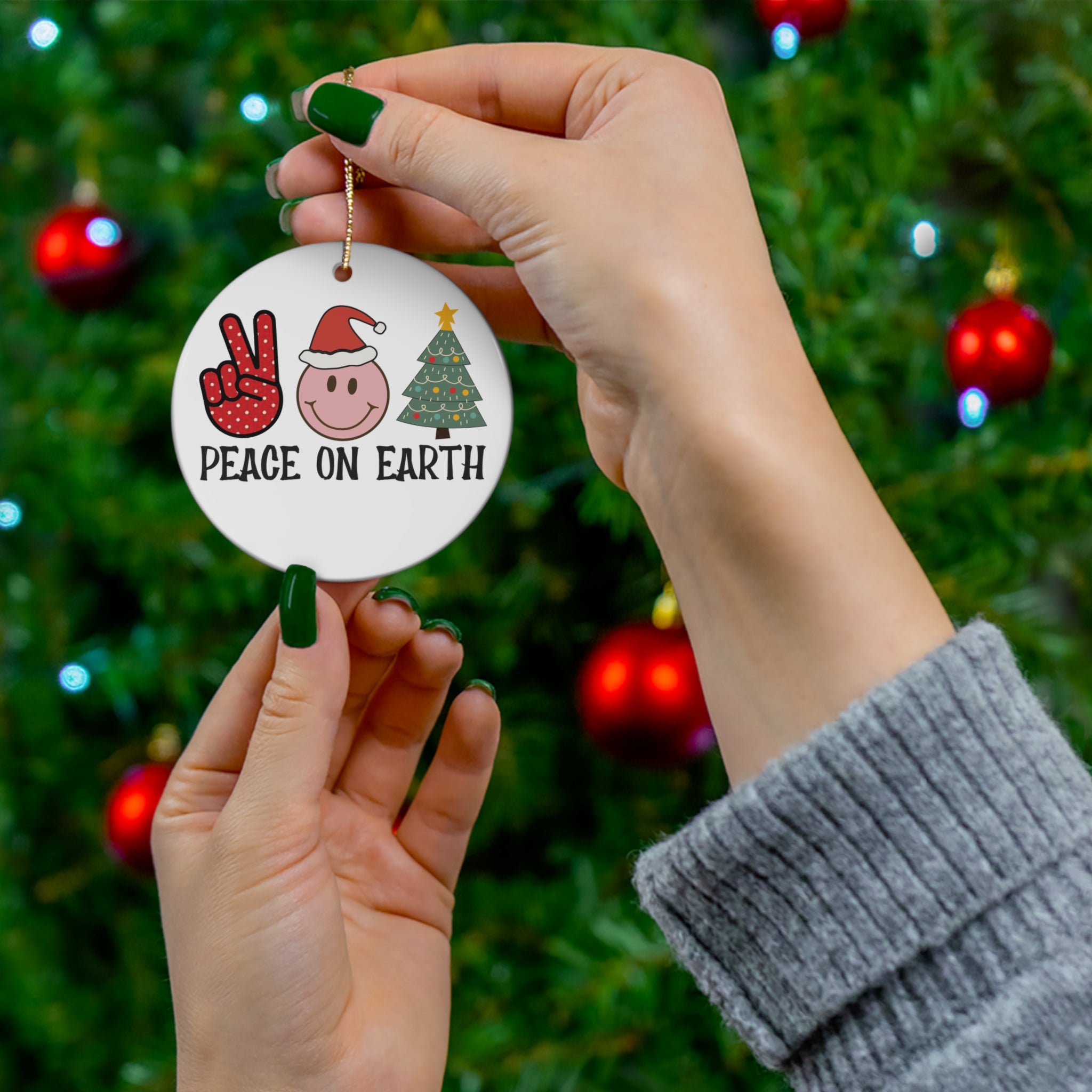 Peace On Earth Ceramic Ornament,