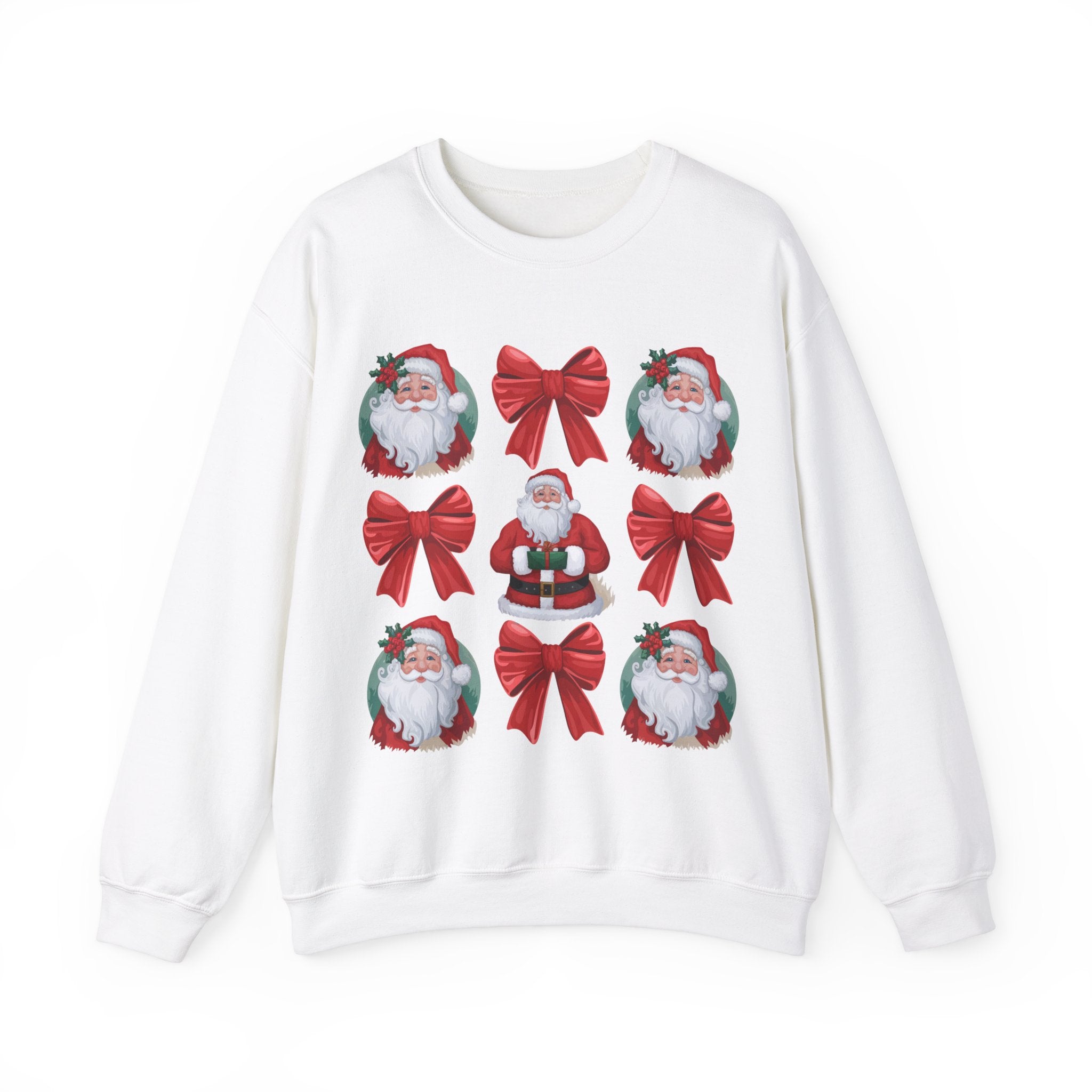 Santa 3x3 Red Bow Sweatshirt