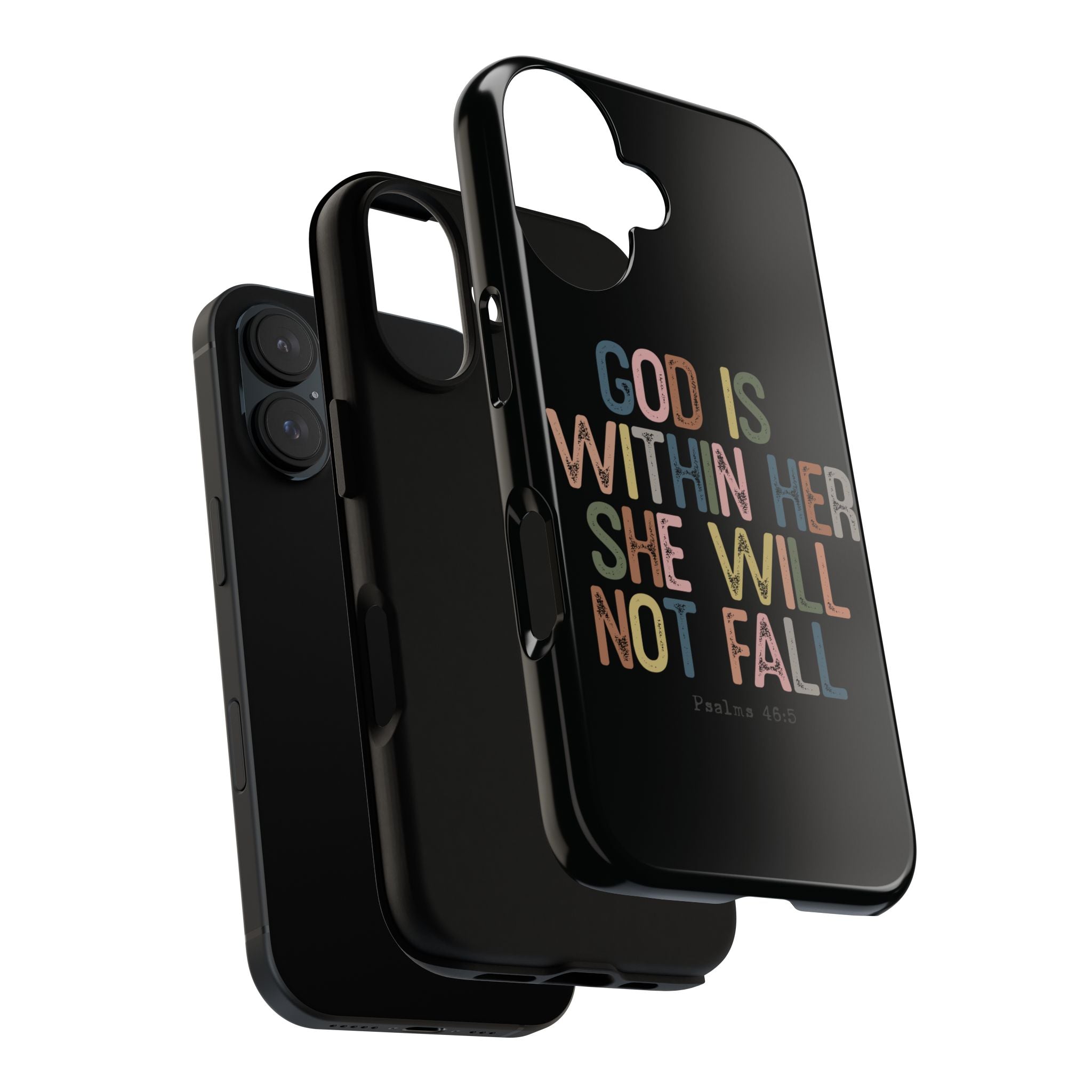 God Is With Her She Will Not Fail Tough Phone Case – Christian Protective Phone Cover | Inspirational Bible Verse Case | Faith-Based Gift